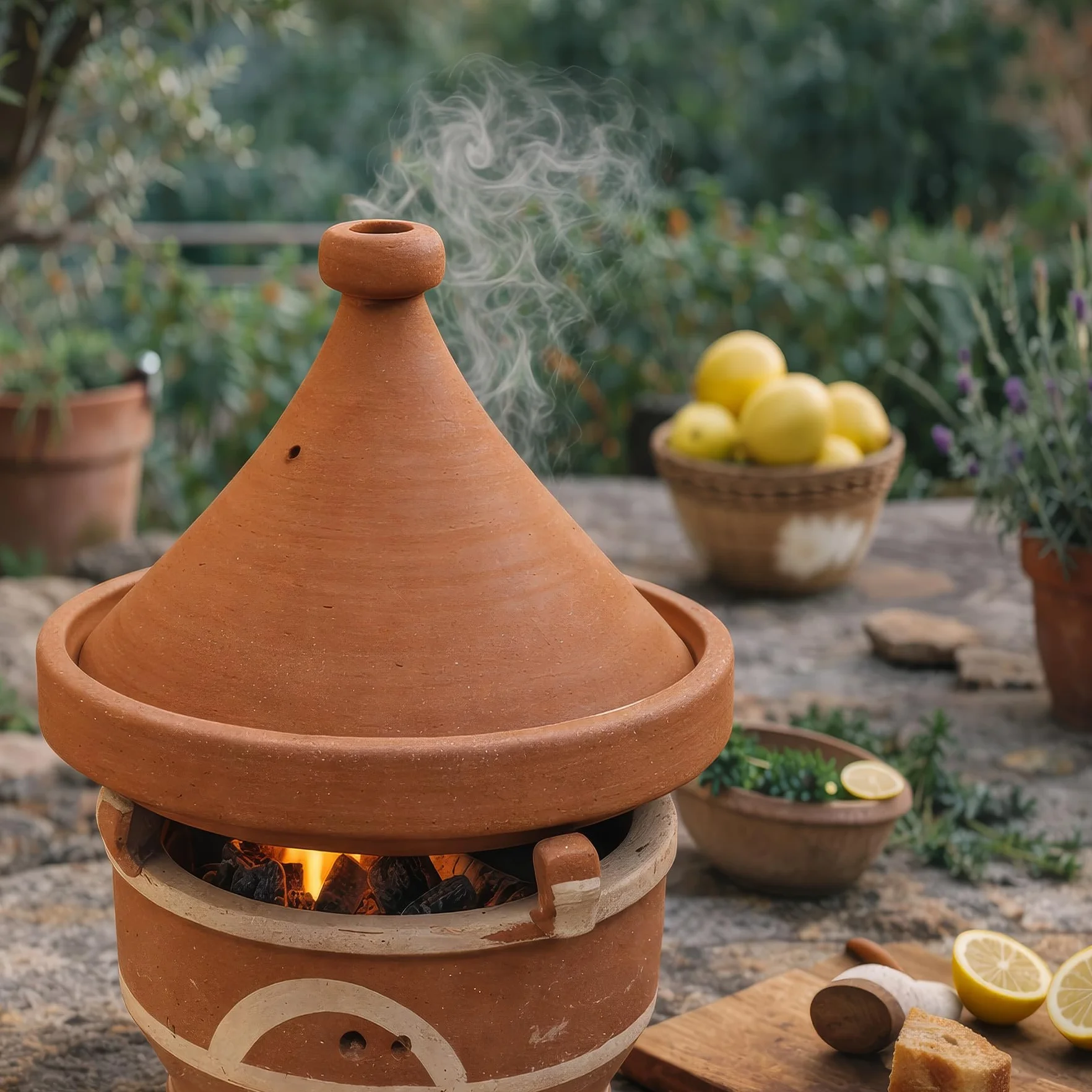 Casa Moro Charbon de bois marocain Majmar - Diamètre : 30 cm - Hauteur : 25 cm - Pour tajines - Diamètre : 24-27 cm - Artisanat de Marrakech - TA7120