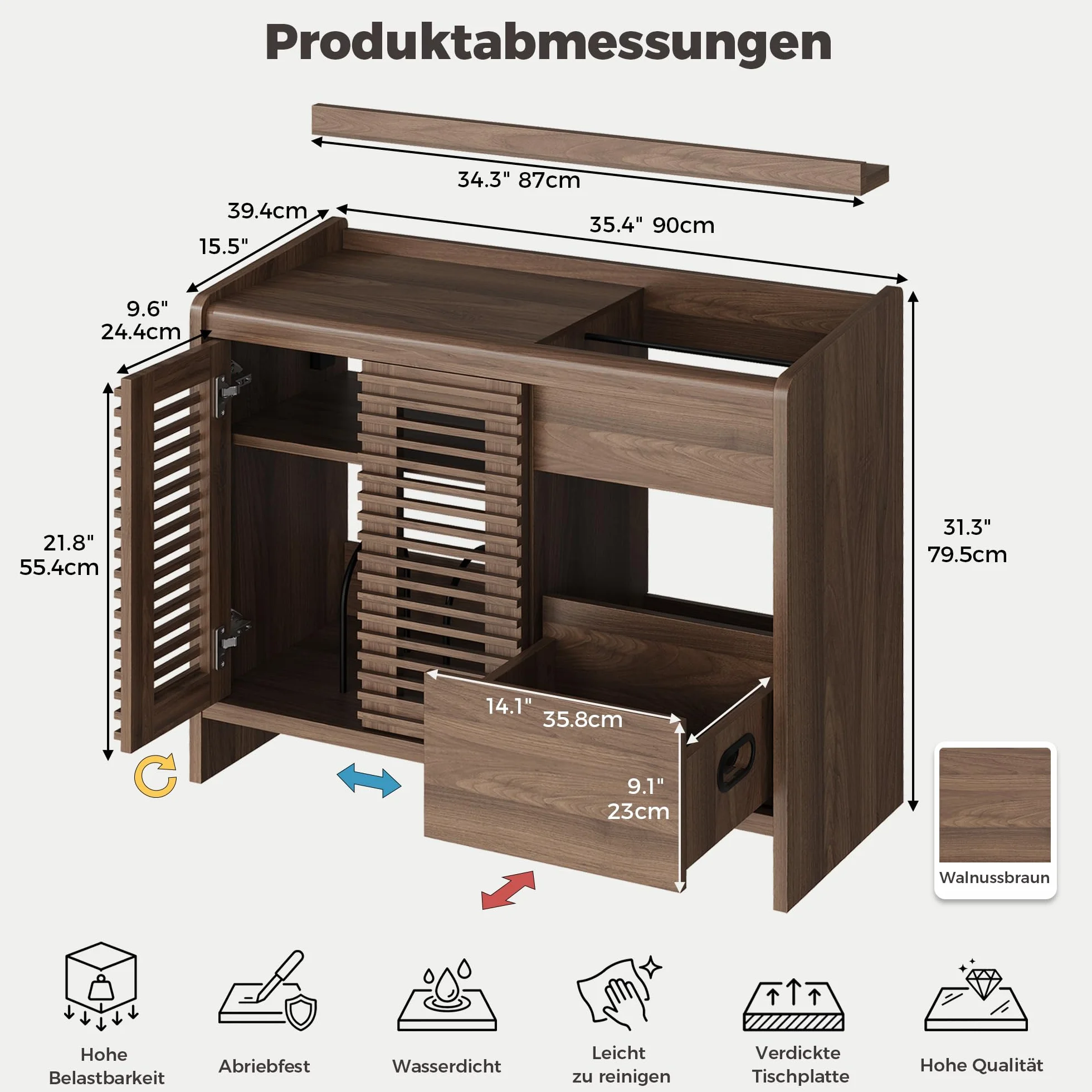 IRONCK Étagère pour Tourne-Disque Vinyle avec Support Mural pour disques vinyles, Rangement jusqu'à 350 Albums avec Prise de Charge, pour Salon et Chambre à Coucher, Marron Noyer rétro