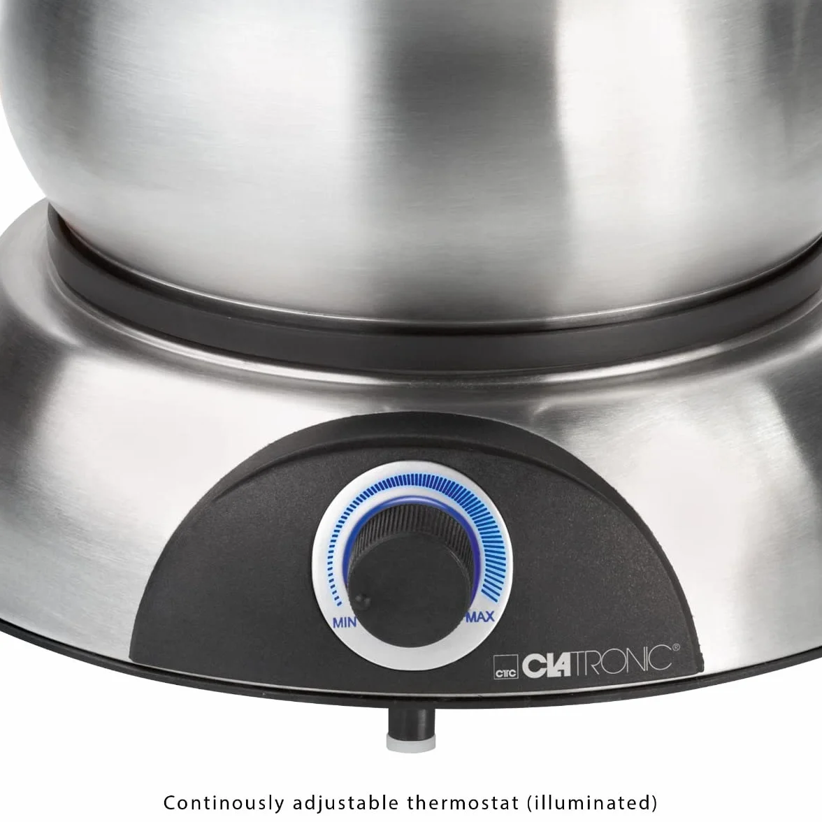 Clatronic 263981 FD 3783 Faitout électrique avec protection anti-éclaboussures amovible pour 8 personnes avec code couleur Capacité max. 1,2 l/1400 W Acier inoxydable