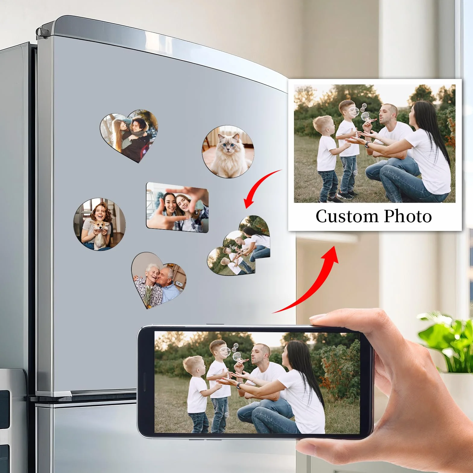 Magnet Frigo Personnalisable Aimant Frigo Cadre Photo Personnalisé Magnet Bild, Kühlschrank Personalizzato de Réfrigérateur Cadeau Original