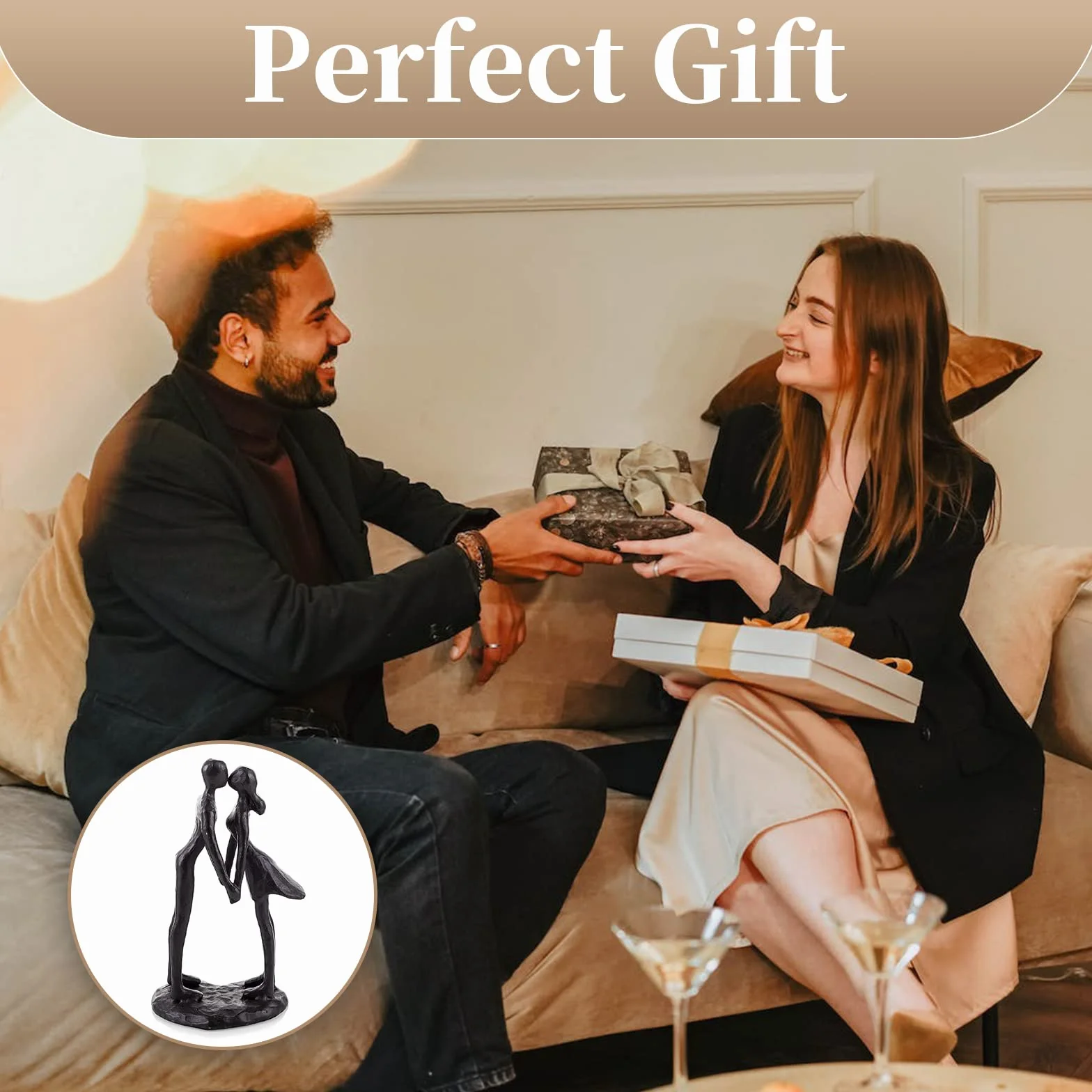 Sziqiqi Statue Couple Amoureux Cadeau Anniversaire Mariage pour Femme Homme Épouse Mari