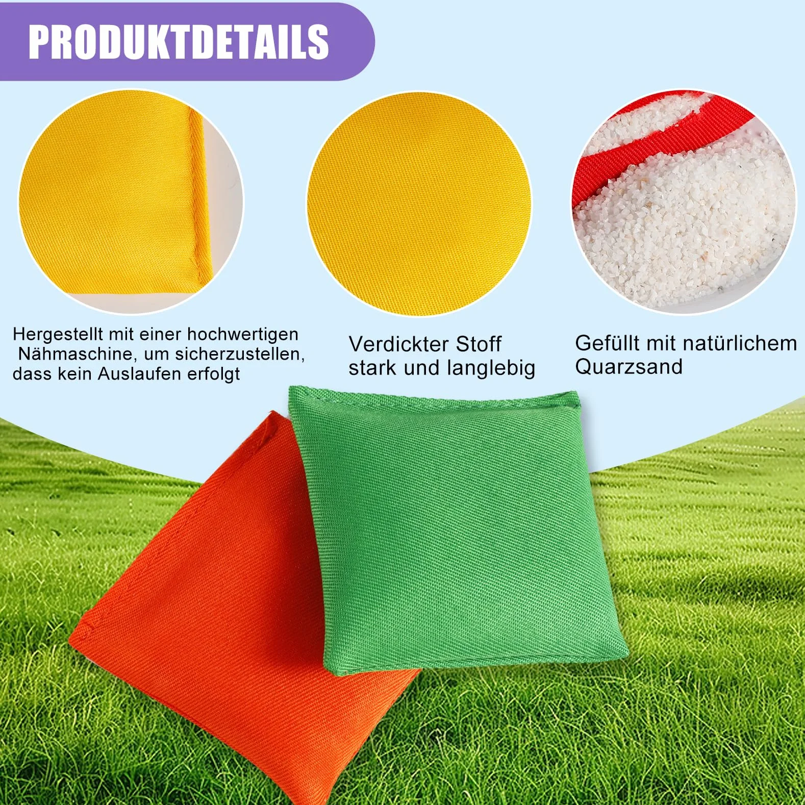 Lot de 32 sacs de cornhole en nylon - Jeu de cornhole intérieur et extérieur - 8 couleurs
