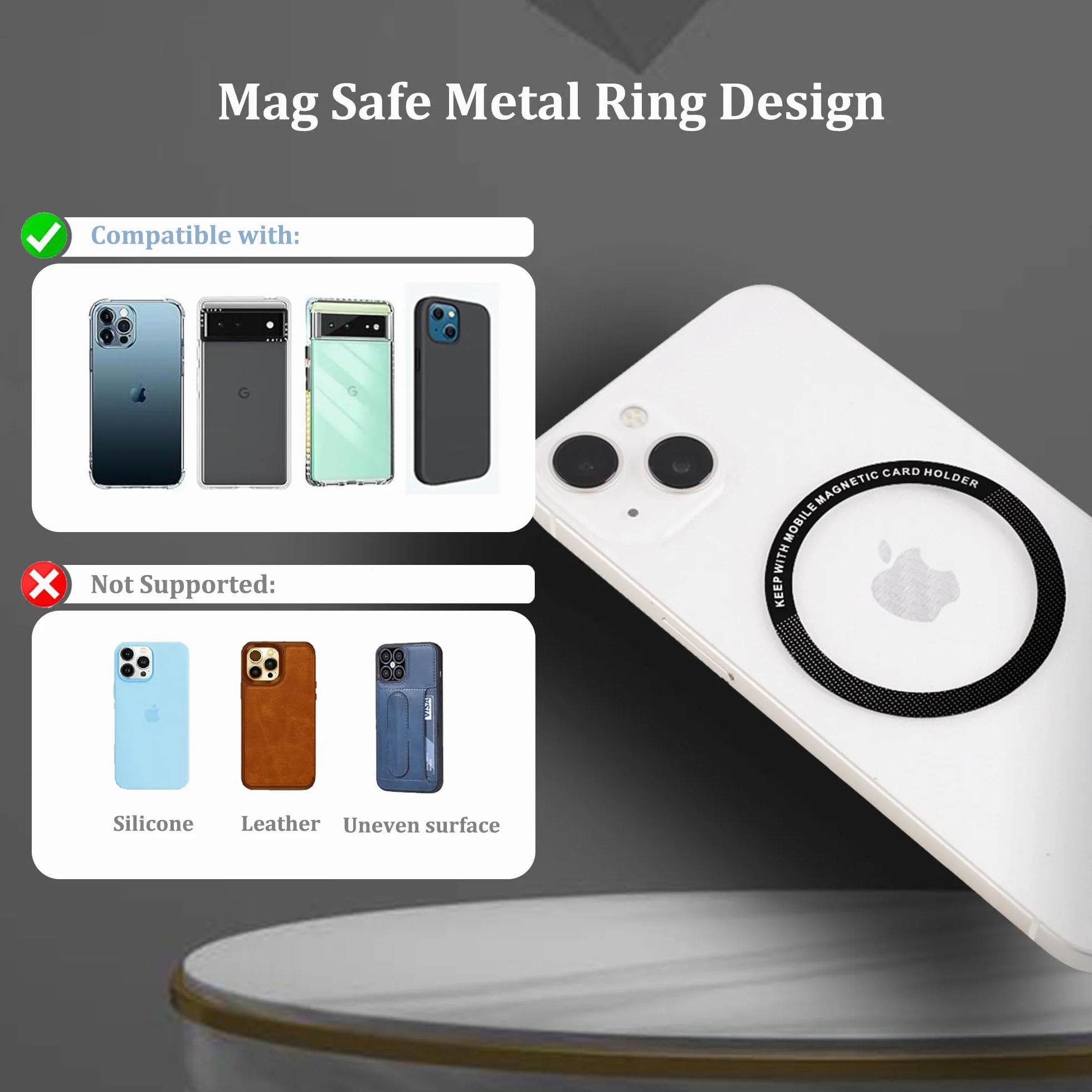 Uniwersalna naklejka z metalowymi pierścieniami, kompatybilna z magnetyczną ładowarką bezprzewodową, ultracienki metalowy pierścień, adapter magnetyczny, akcesoria do konwersji pierścieni