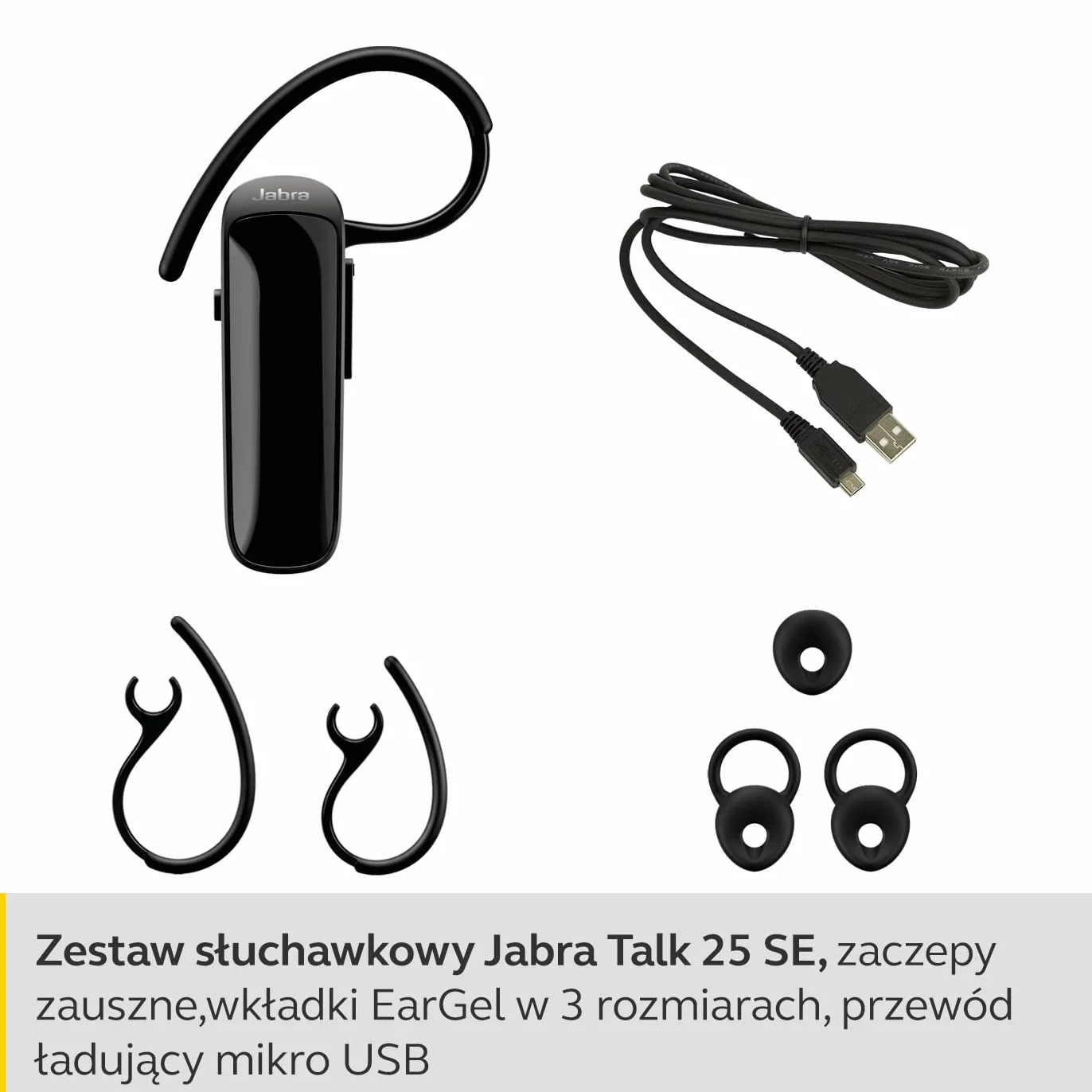 Jabra Talk 25 SE Mono Bluetooth - Bezprzewodowy Zestaw Słuchawkowy na Jedno Ucho - Wbudowany Mikrofon, Streaming Multimediów i Czas Rozmów do 9 Godzin - Kolor Czarny