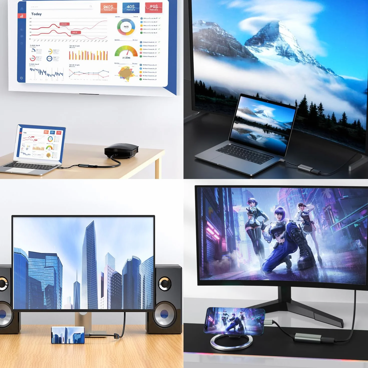 Mepsies Adapter USB C na HDMI 4K, Konwerter USB typu C na HDMI, Kompatybilny z iPhone 17/16/15, Galaxy S25 S24 S23 A56 A36 A16 A15, MacBook Pro/Air, Dell XPS 13/14/15, Surface i innymi