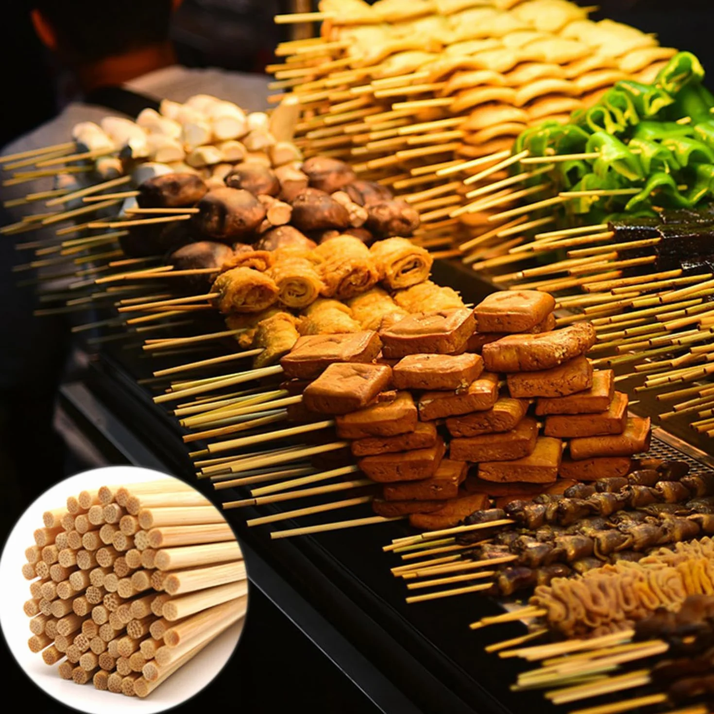 Lot de 100 Brochette en Bambou 30cm pour Barbecue