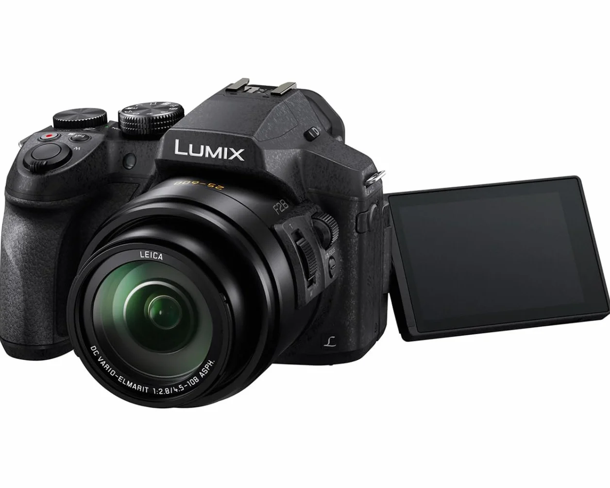 Panasonic Lumix FZ300 Kamera Mostowa + 12 MP, 24-krotny Zoom, Stały F2.8, Wizjer OLED, Obrotowy Ekran Dotykowy, Wideo 4K, stabilizacja, Czarny, 19.2 x 16 x 12.4 cm