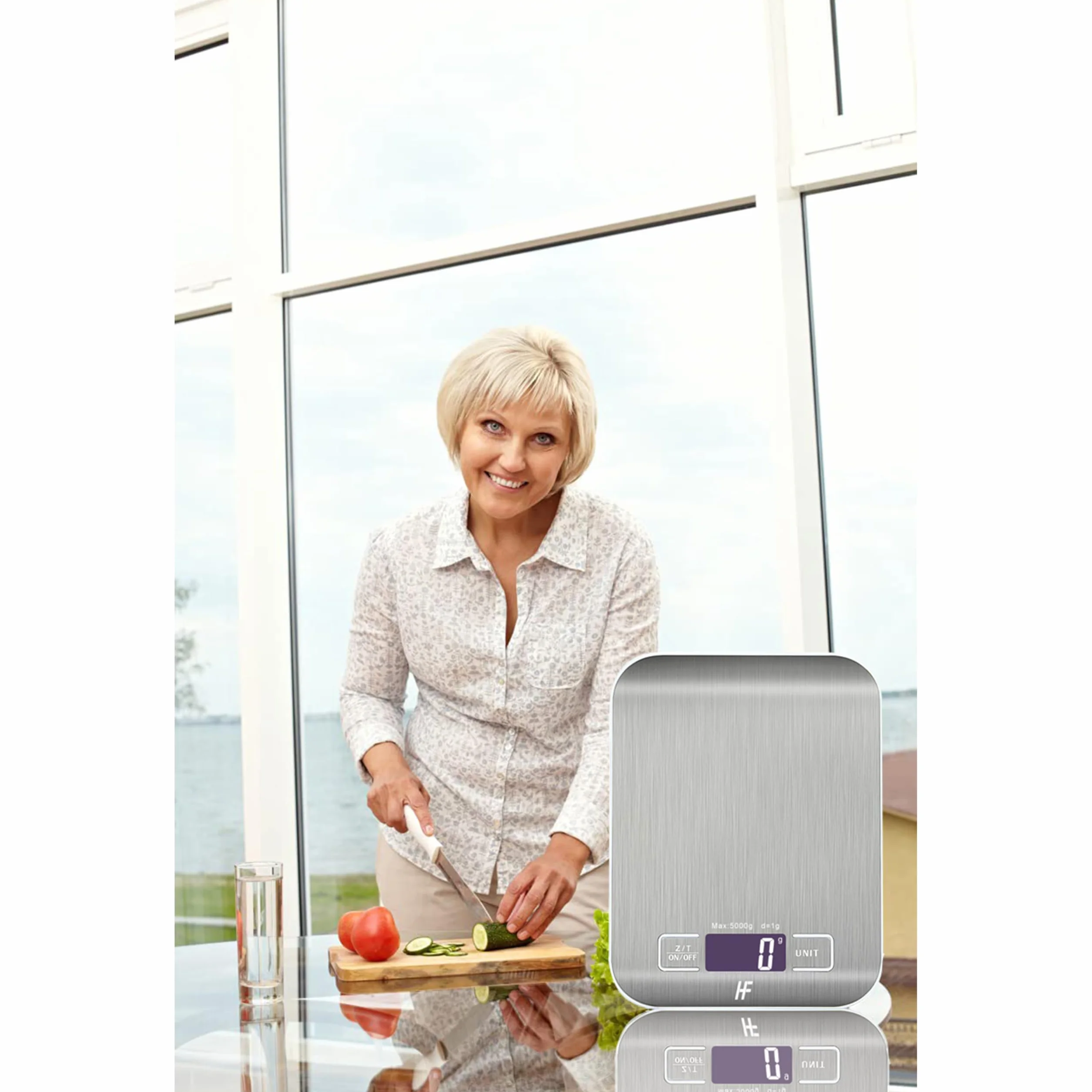 Balance de Cuisine Électronique 5000g/1g Acier Inoxydable Écran LCD Rétroéclairé