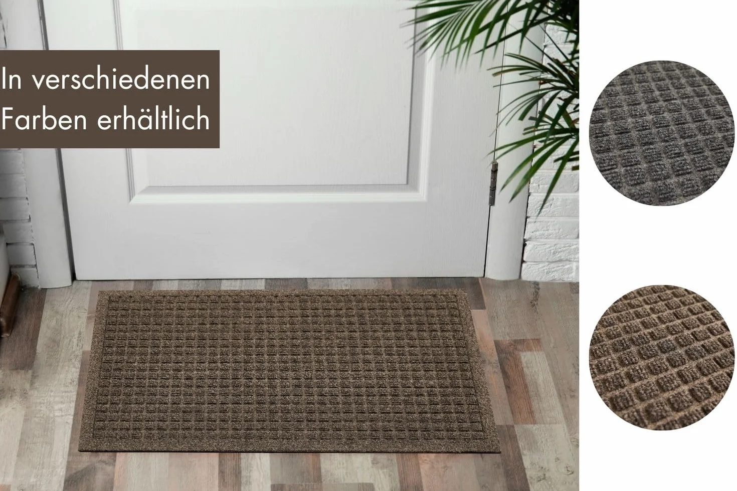 andiamo Paillasson Kenora Antidérapant Lavable Design nid d'abeille Tapis de Porte 46 x 76 cm Marron