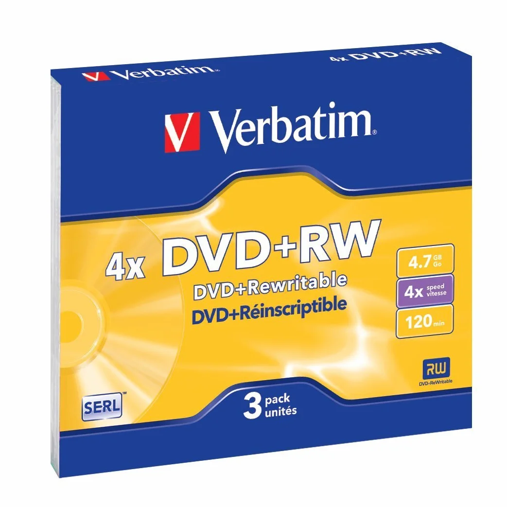 Verbatim DVD+RW 4,7 Go 120 min 4x Argent Boîtier CD