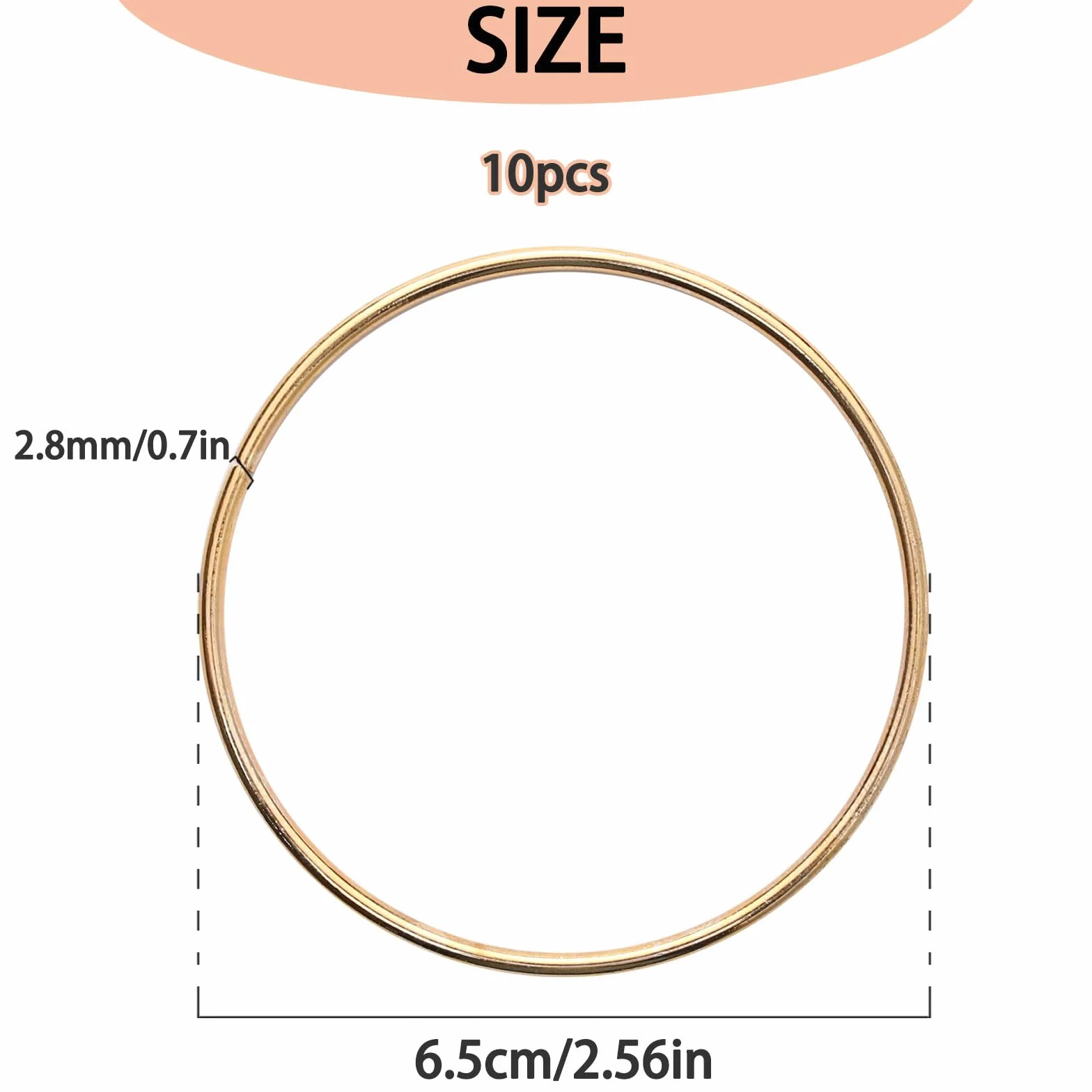 KALIONE Lot de 10 anneaux en métal 6,3 cm dorés pour macramé attrape-rêves bricolage
