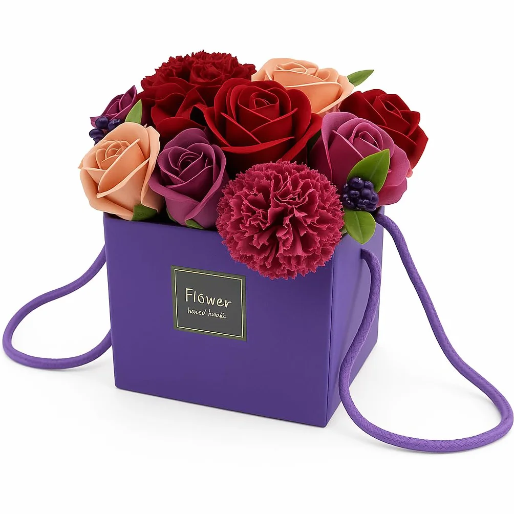 Bouquet de Fleurs de Savon Violet pour Fête des Mères et Saint-Valentin
