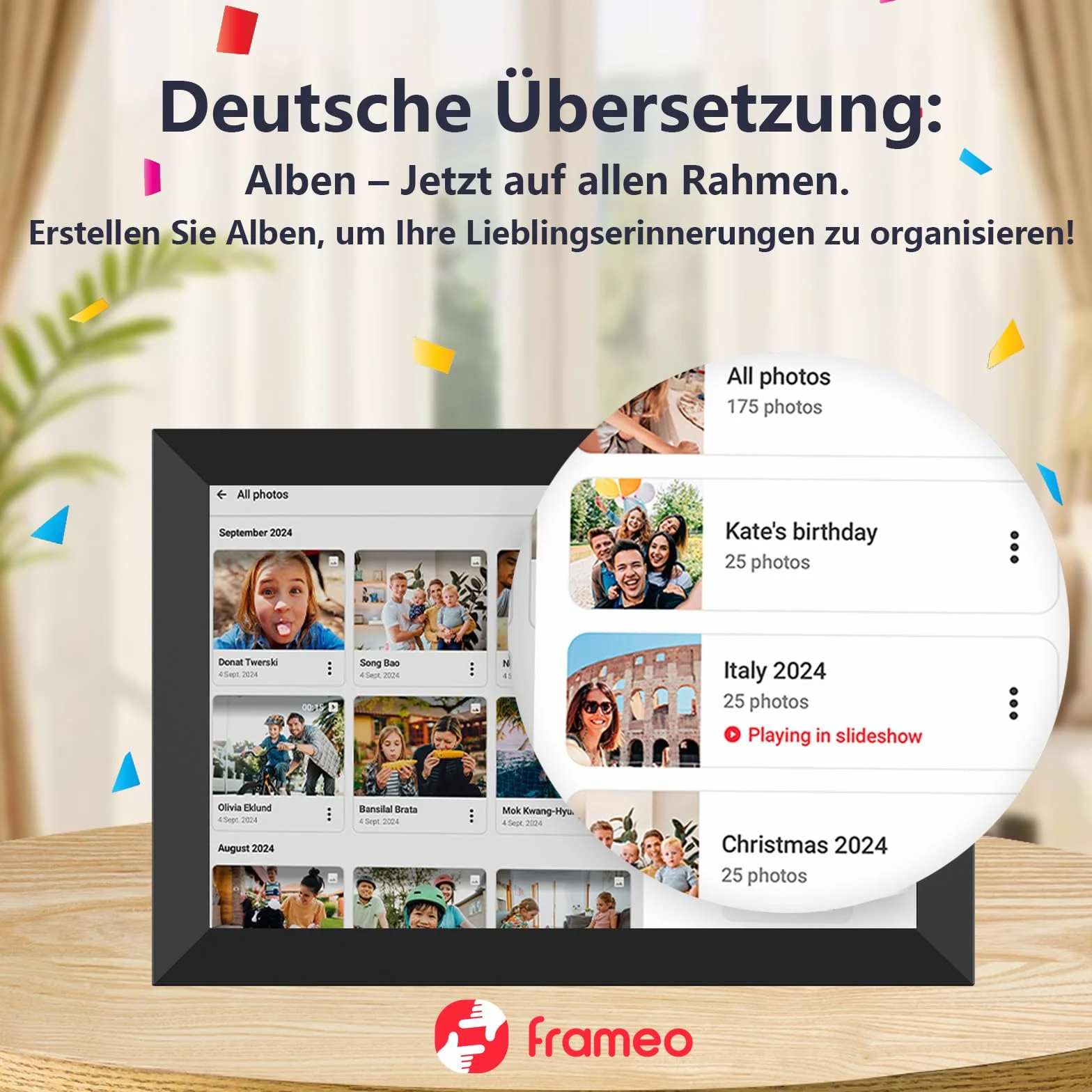 FRAMEO cyfrowa ramka na zdjęcia FRAMEO WLAN 32 GB, cyfrowa ramka na zdjęcia 10,1 cala 1280 x 800 IPS ekran dotykowy Smart Cloud ramka na zdjęcia z automatycznym obrotem, natychmiastowe udostępnianie