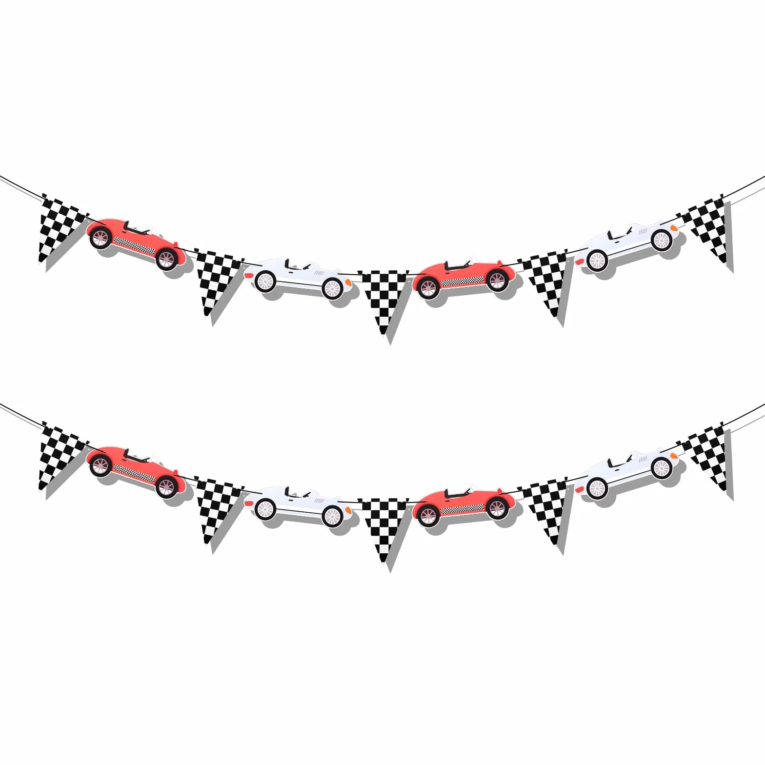 Bannières de Course Vintage Lot de 2 pour Décorations d'Anniversaire Thème Voiture