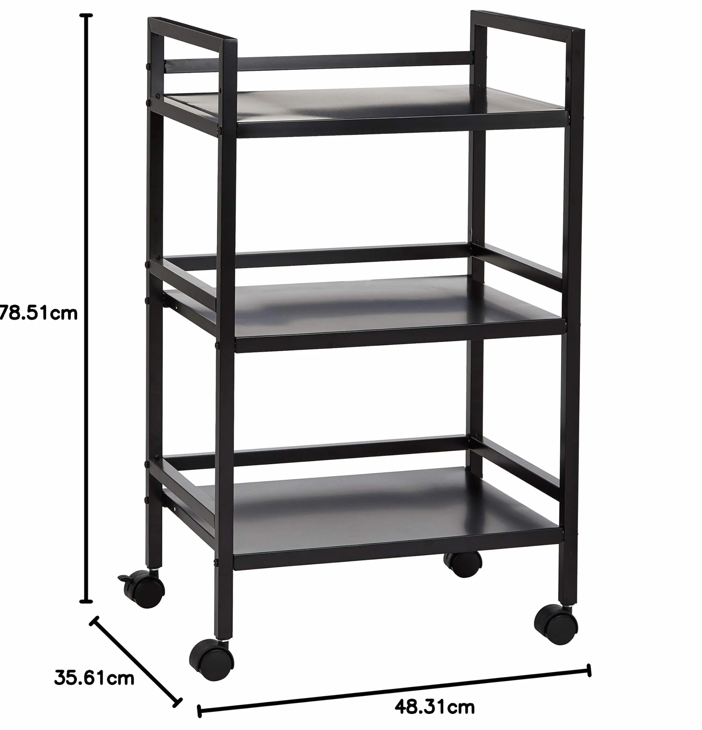 Amazon Basics Chariot en métal à 3 niveaux Noir