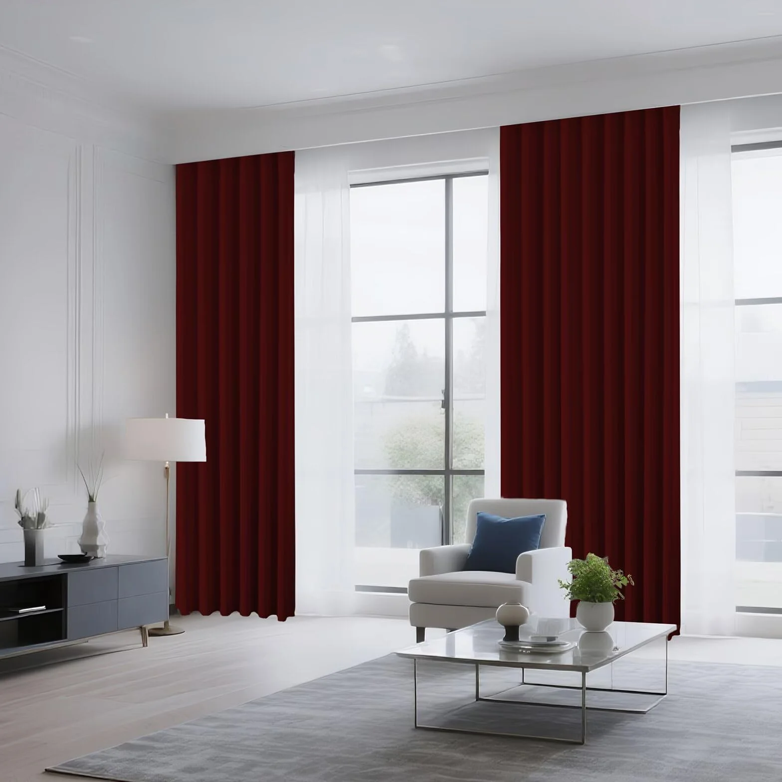 Lot de 2 Rideaux Occultants Thermiques avec Passe-Tringle, 132 x 213,4 cm, Rouge