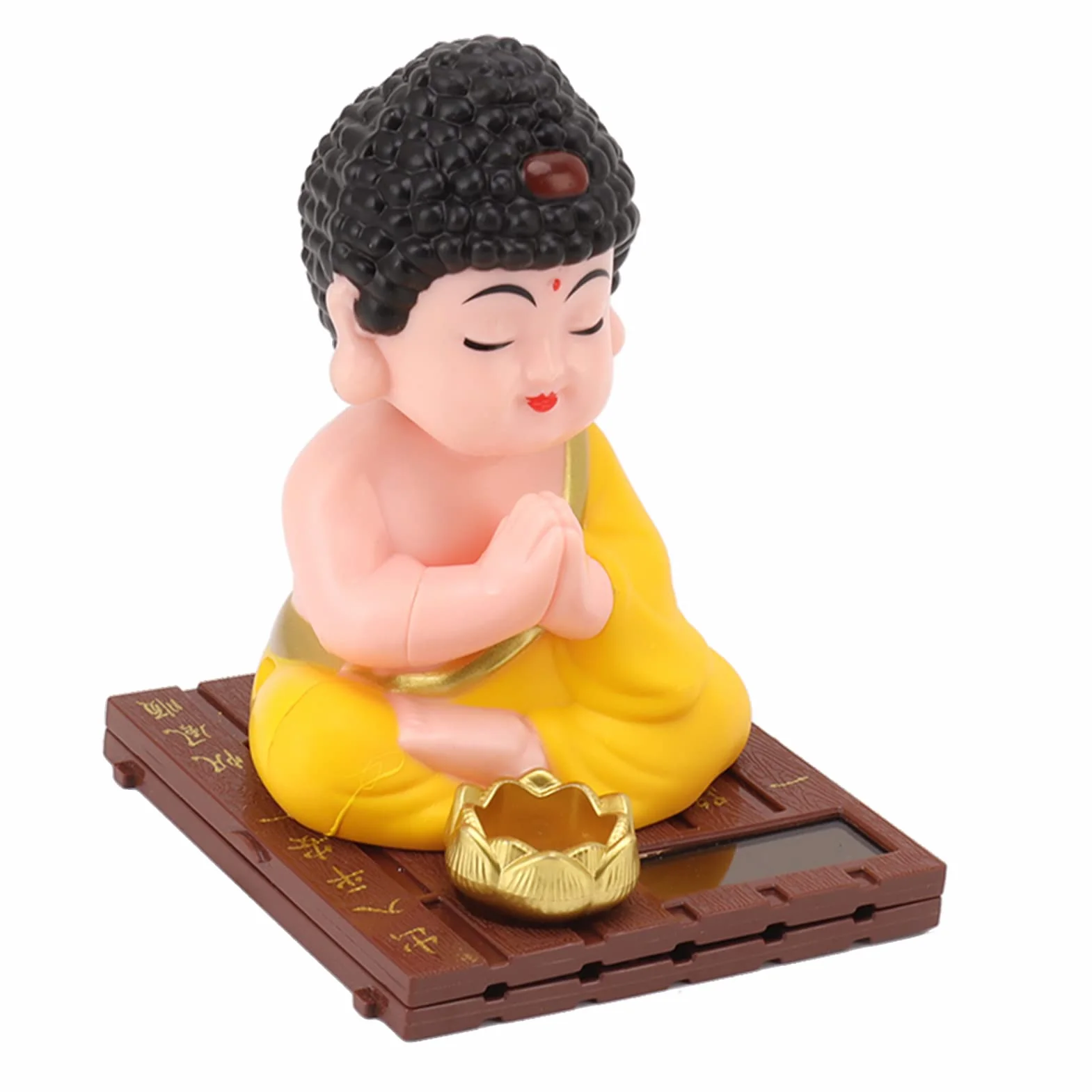 Figurine de Bouddha Hochant la Tête Solaire, Statue en Plastique Couleurs Vives pour Maison Voiture Bureau