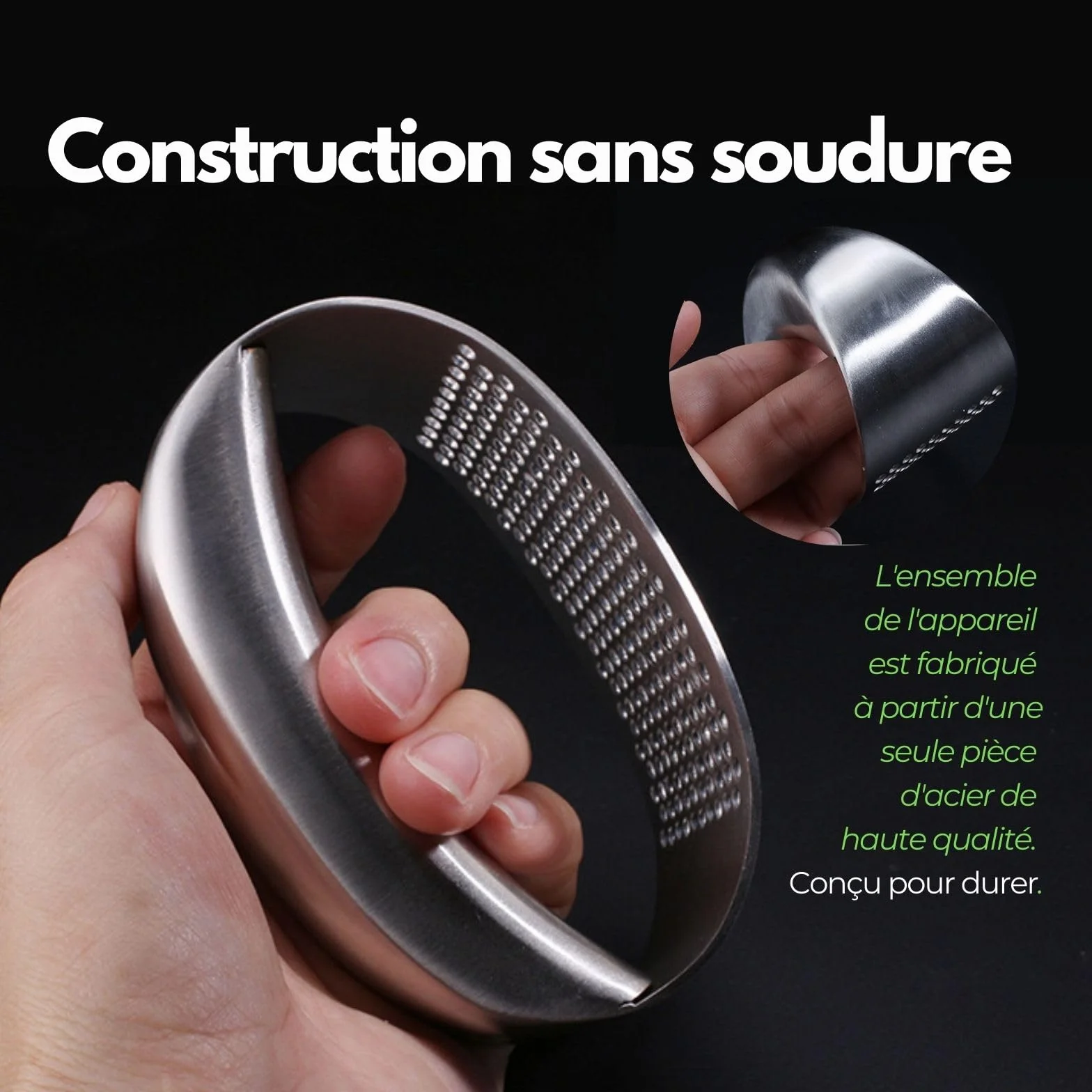 Presse Ail Inox 18/10 à Bascule, Hachoir Manuel Acier Inoxydable, Coupe Ecrase-Ail Circulaire