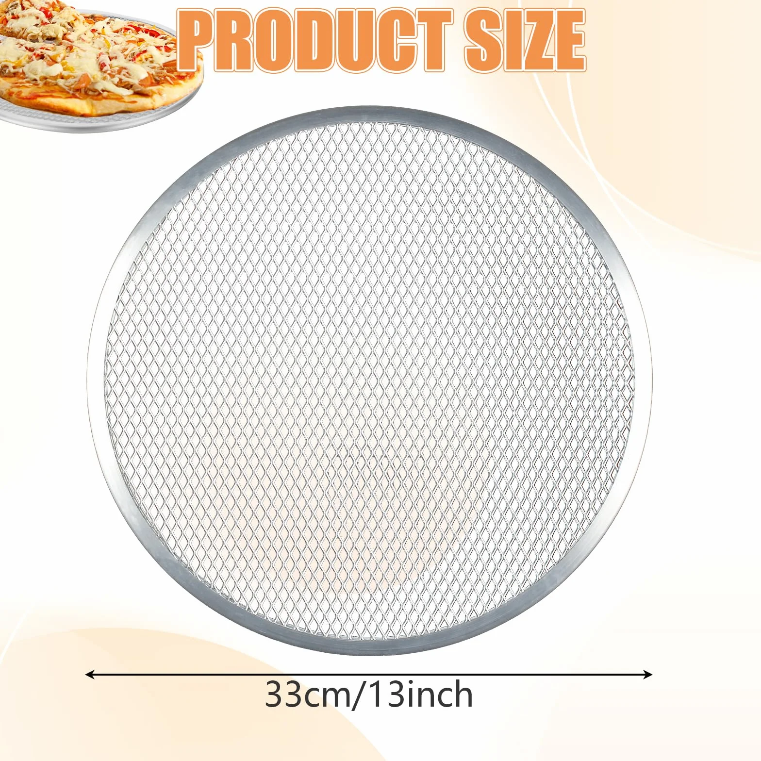 STARVAST Lot de 3 Grille à Pizza 33 CM, Plaque à Pizza en Aluminium, Plat Pizza Rond pour Pizza, Grille de Barbecue