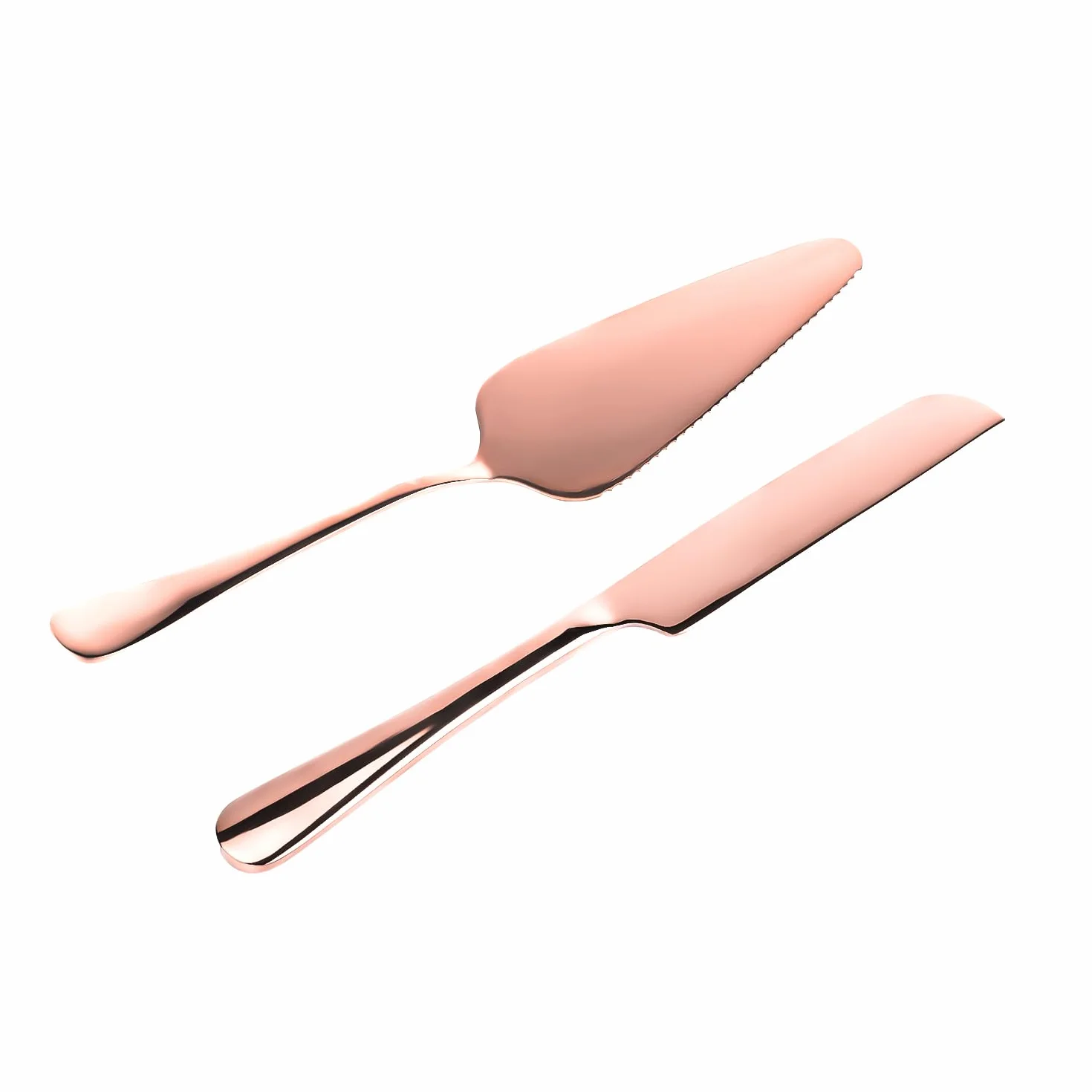 Ensemble de Couteaux à Gâteau de Mariage en Acier Inoxydable, Or Rose