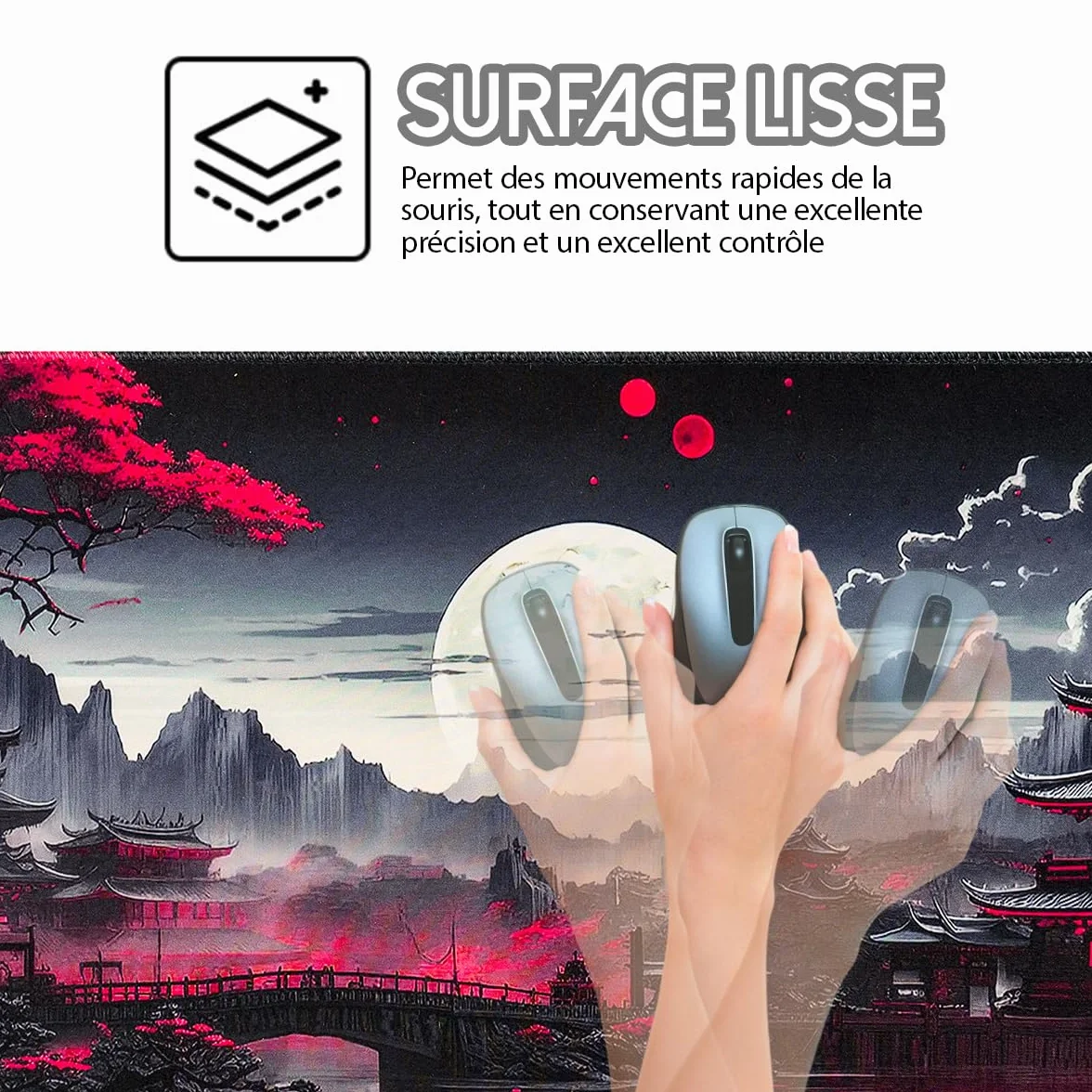 Zindoo Tapis de Souris XXL Gamer 900 x 400mm Haute Précision Bords Cousus Base Antidérapante