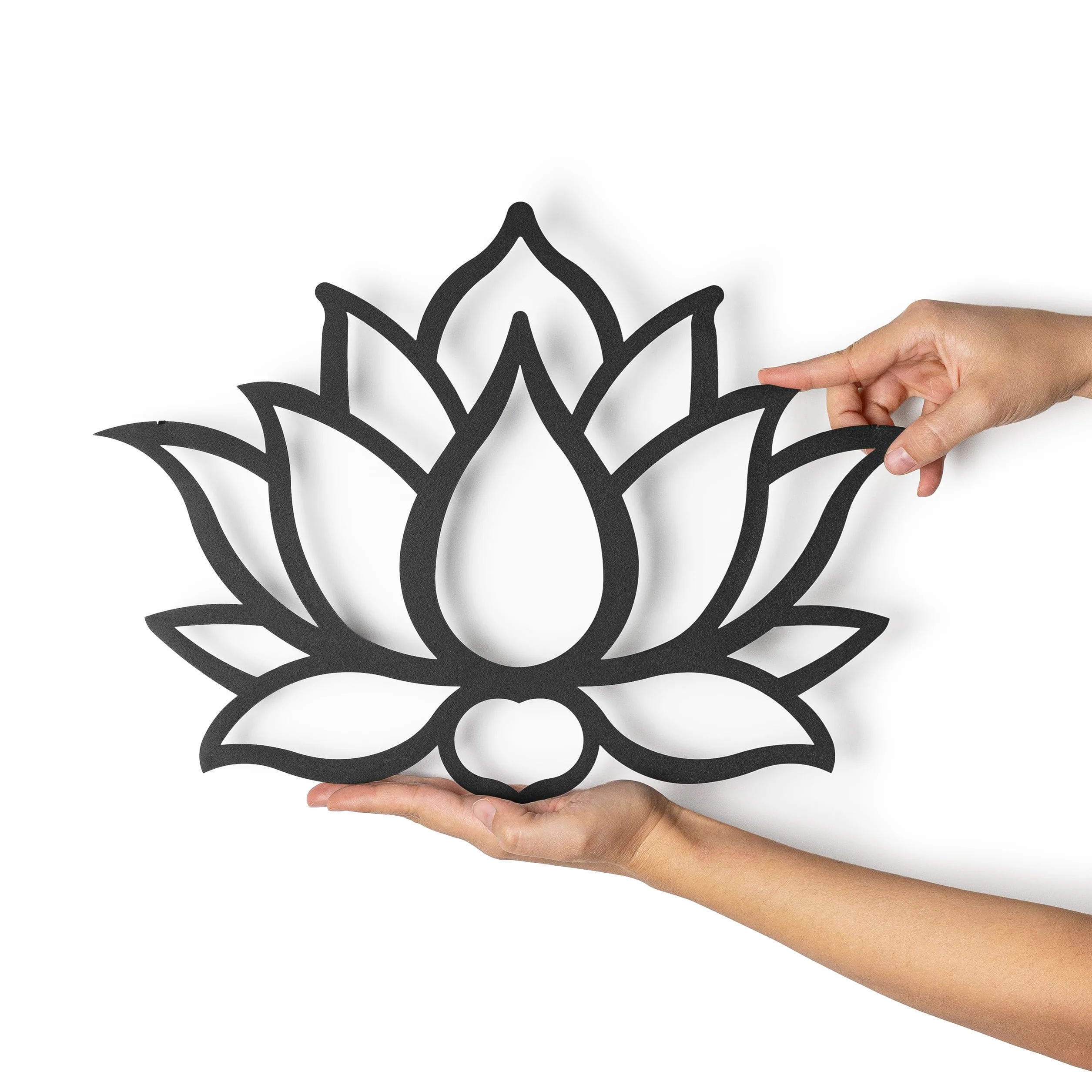 Sculpture murale flottante en acier Fleur de lotus 43 x 31 cm Décoration Métal