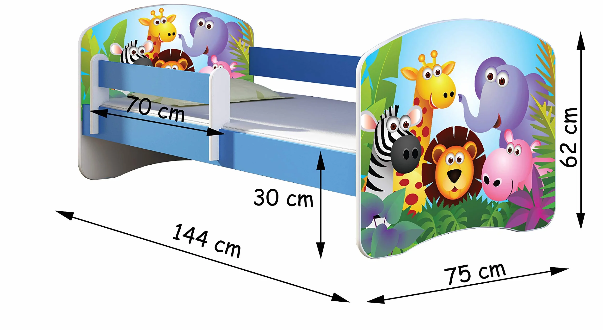 ACMA Lit Enfant Junior TIROIR Matelas sommier Gratuite Bleu Meubles pour Enfants II (36 Sapeurs Pompiers, 140 x 70 cm)