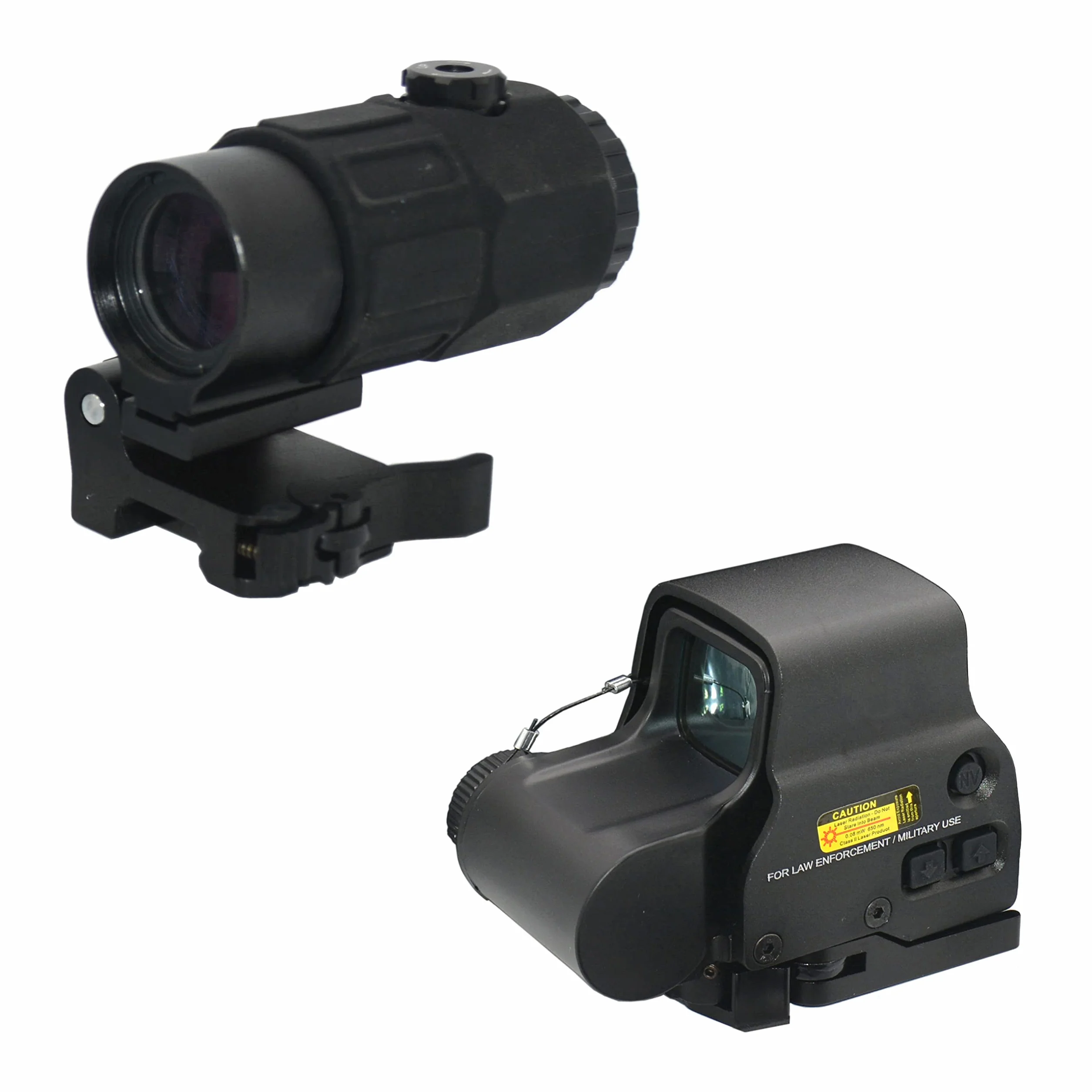 Celownik 558+G45, 558 Green & Red Dot Reflex Scope i G45 5X szkło powiększające, optyczny holograficzny celownik hybrydowy z lupą G45, mnożnik szybkiego zwalniania, do montażu na szynie 20 mm (czarny)