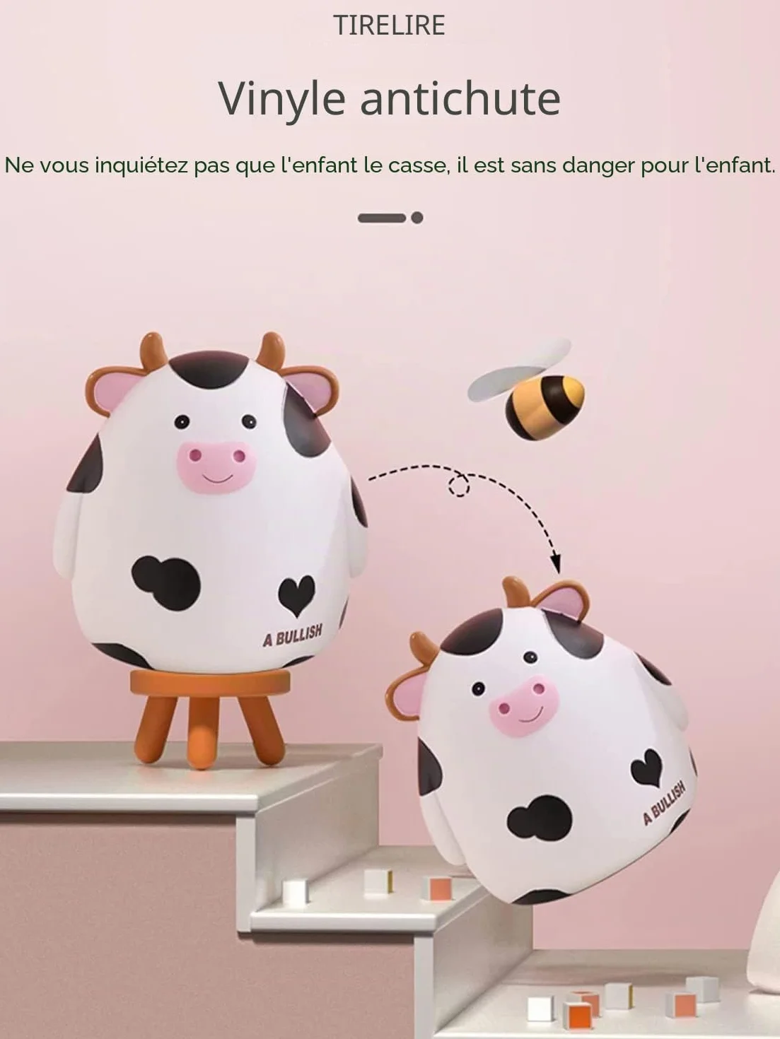 Tirelire Vache pour Enfants Incassable Cadeau Créatif Anniversaire Naissance Noël Blanc