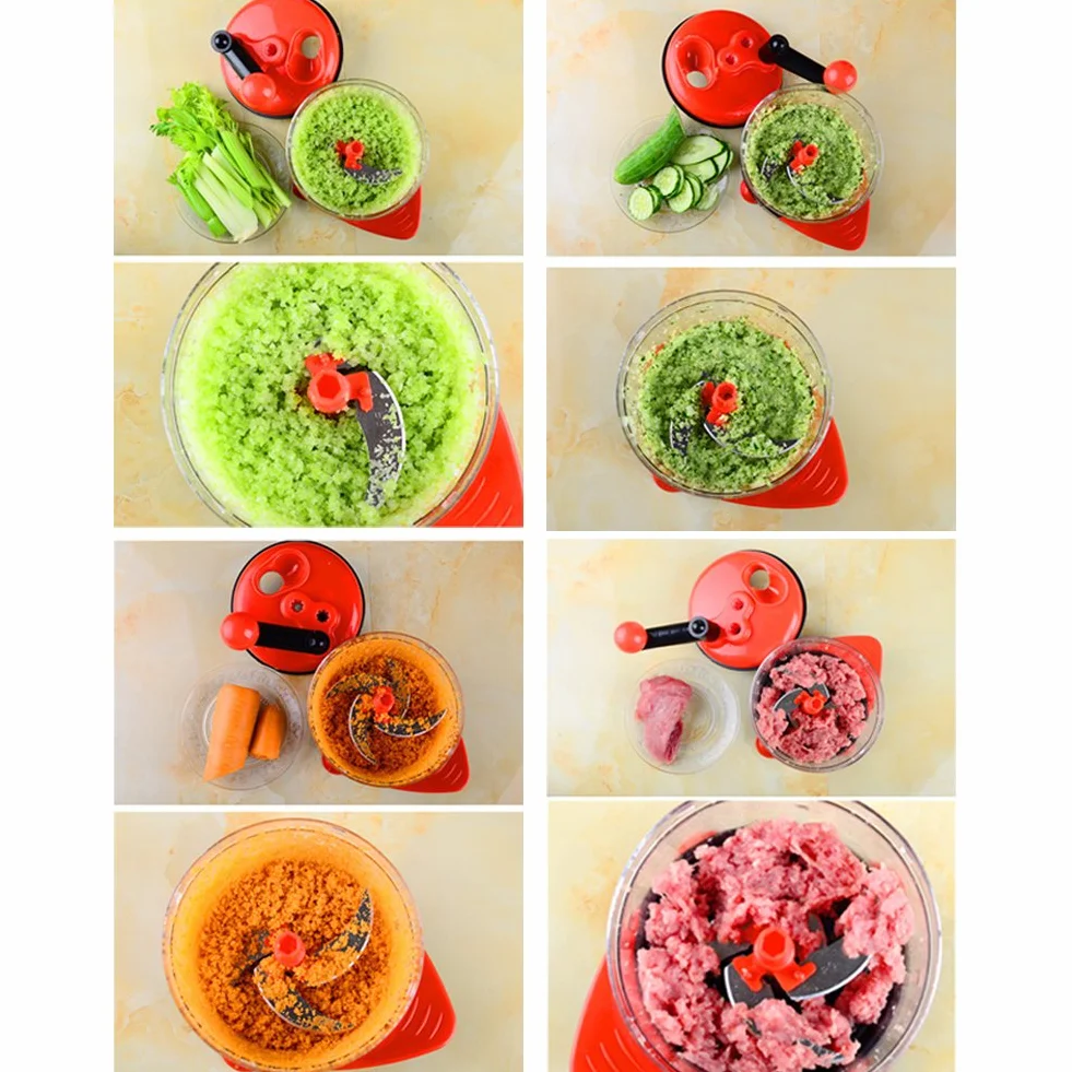 Hachoir Manuel à Main Legume Fruits 4 Vitesses 2L Lame Mixeur sans BPA
