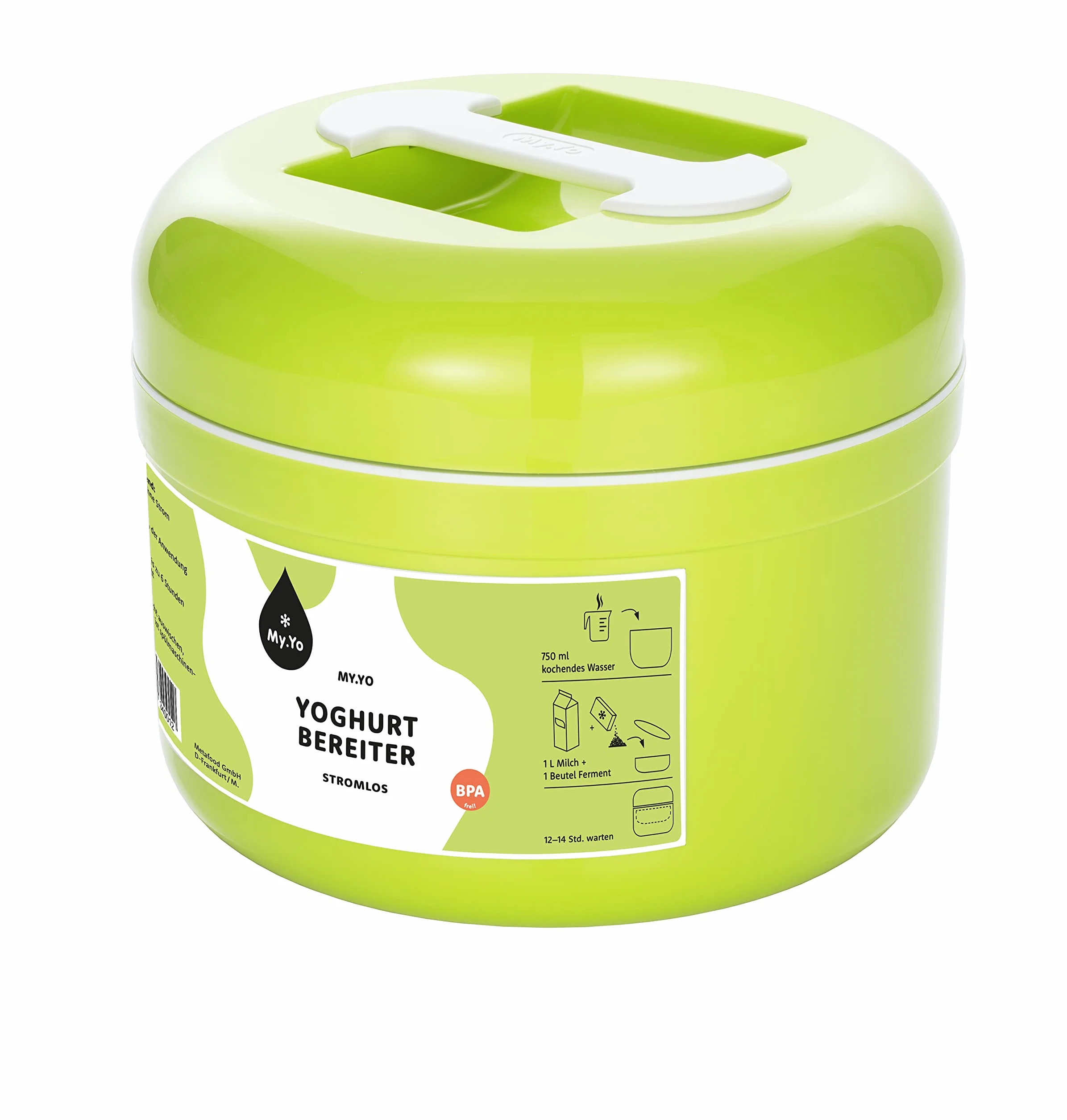 My.Yo - Yaourtière sans électricité | Couleur citron vert | Avec 2 sachets de ferments bio