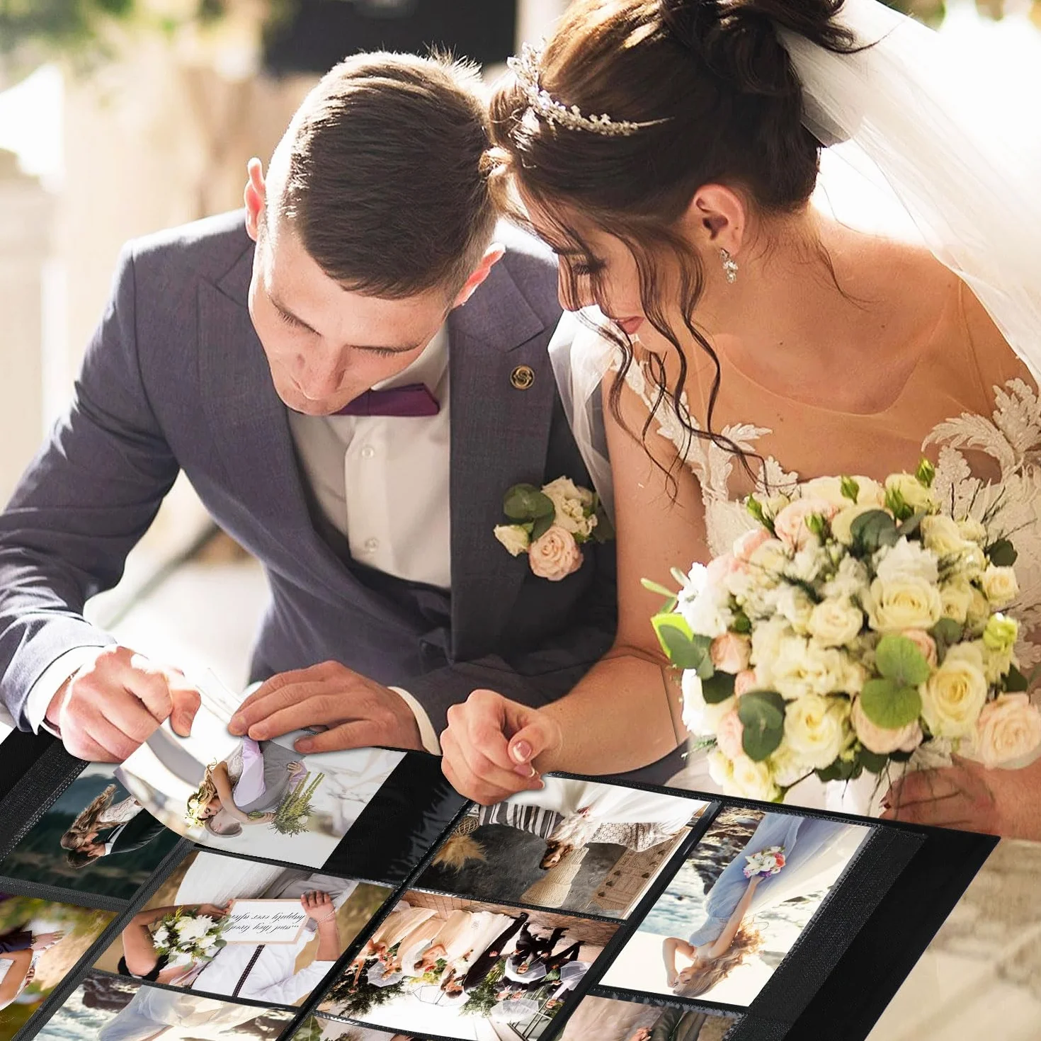 Album Photo Mariage 10x15cm 600 Poche Photos Lin Tissu