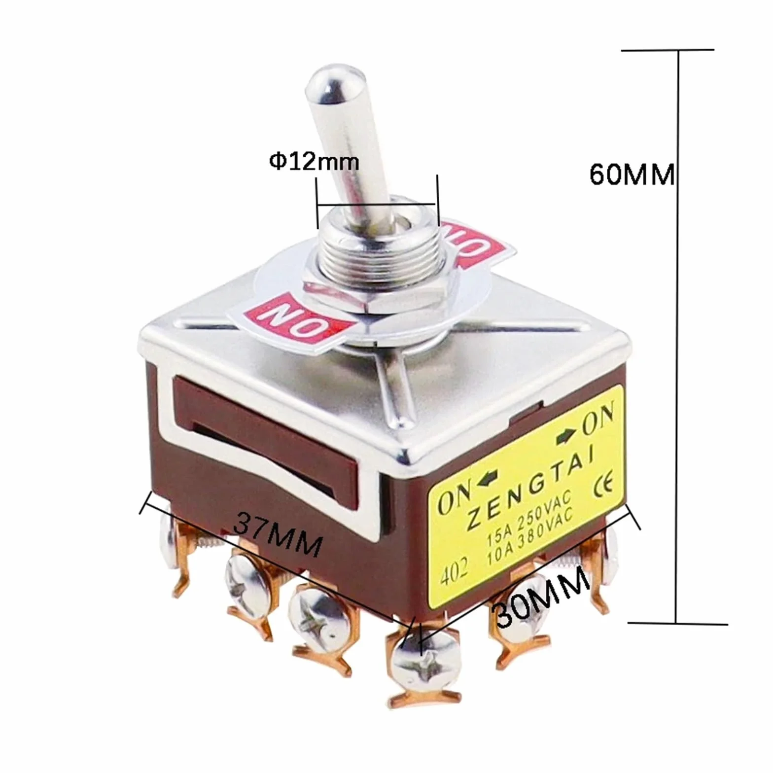 złącza 1 szt. E-TEN 403 wysokiej klasy przełącznik kołyskowy 12Pin ON-OFF-ON srebrny styk miedziany Pin 12mm 250V 15A przełącznik kołyskowy(E-TEN 403 ON-OFF-ON)