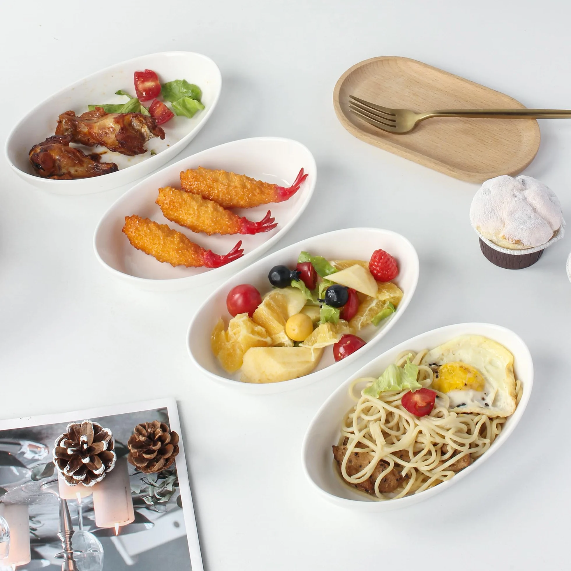 Lot de 6 Plats à Four en Céramique, 300ML MINI Plat a Gratin Individuel Four, Petits Plats de Cuisson pour Friteuse à Air, Plat à Welsh Individuel, llant au Four et au Micro-ondes