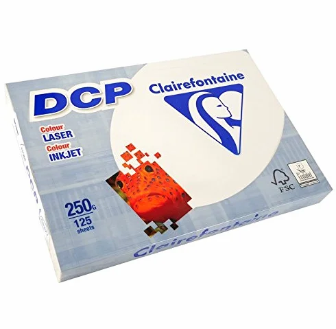 CLAIREFONTAINE Lot de 5 Ramettes 125 Feuilles Papier DCP 250g A4 210x297 mm Certifié FSC Ivoire