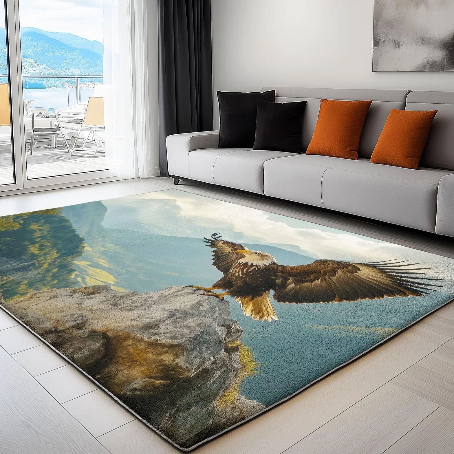 Tapis Salon Aigles d'oiseaux Naturels Motif Tapis de Chambre Doux Et Confortable Facile d'entretien Brun Poils Courts Antidérapant Tapis de Sol Lavable 80 x 150 cm