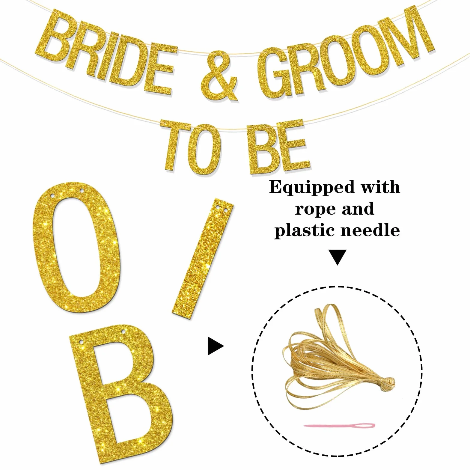 Bannière Bride & Groom to Be – Décorations de mariage – Paillettes dorées