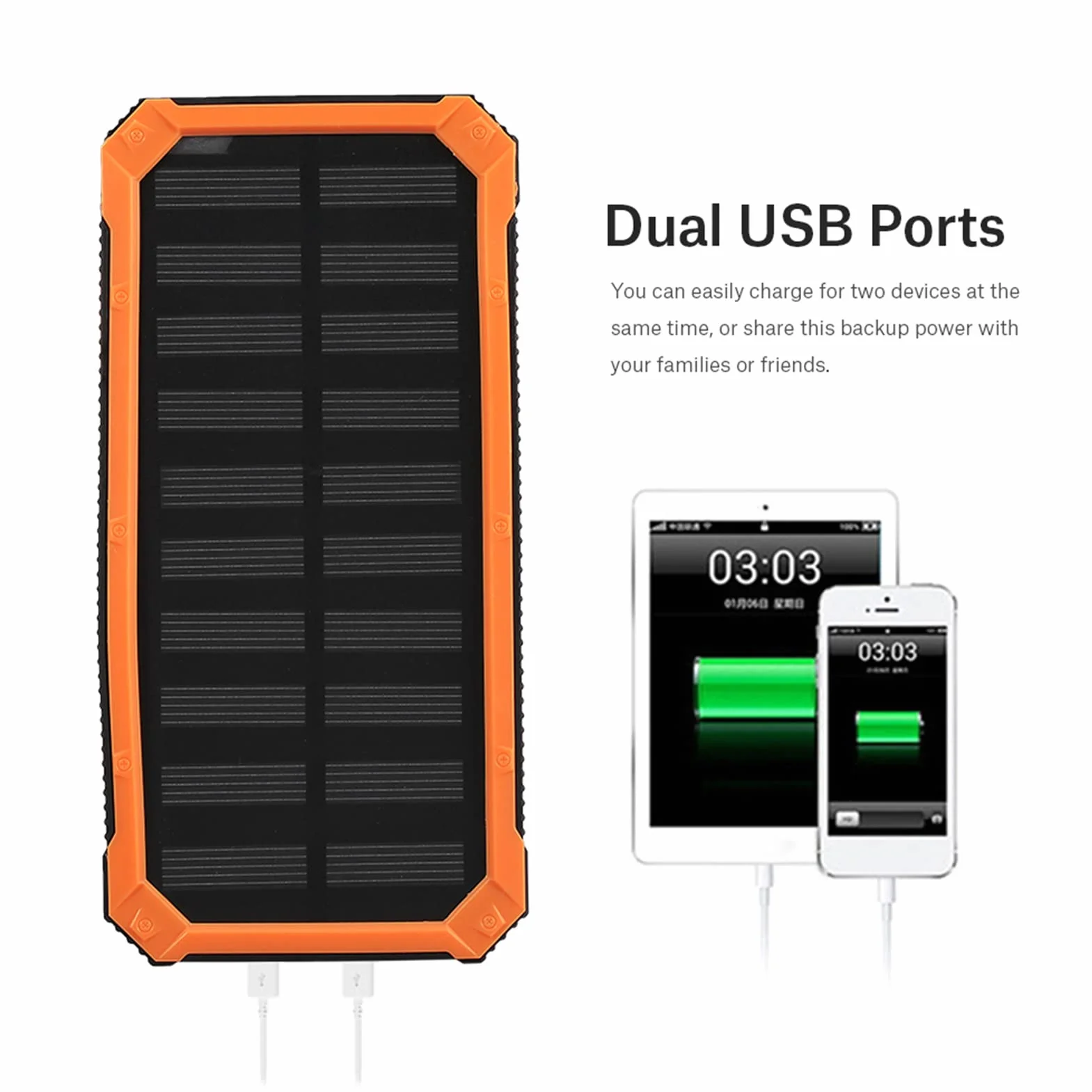 GOWENIC Mobilny Power Bank Przenośny 20000 MAh Szybkie ładowanie Podwójny Zestaw USB DIY do zajęć na świeżym Powietrzu (ORANGE)
