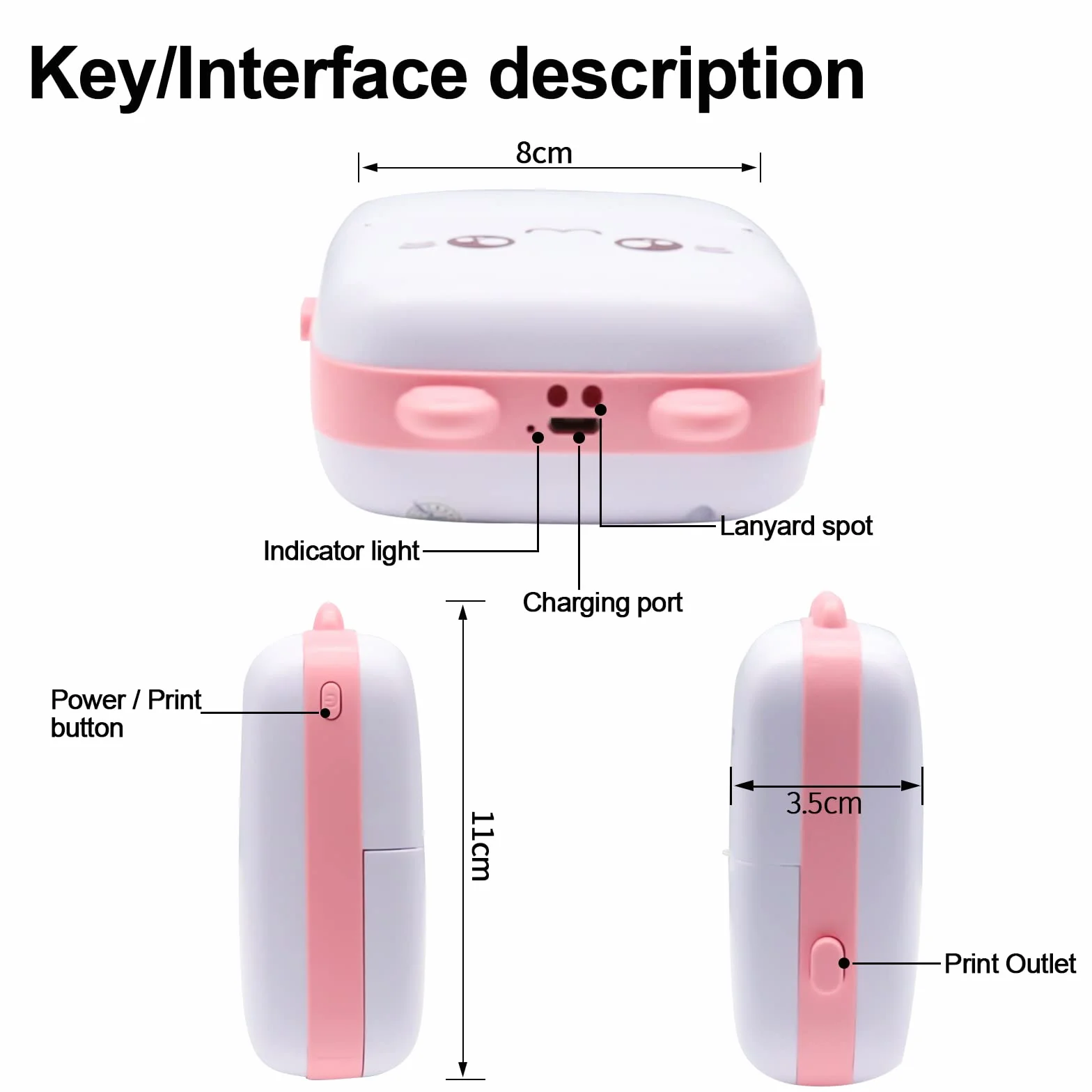 Mini Bluetooth Imprimante Thermique sans Fil pour Photo Étiquettes DIY (Rose)