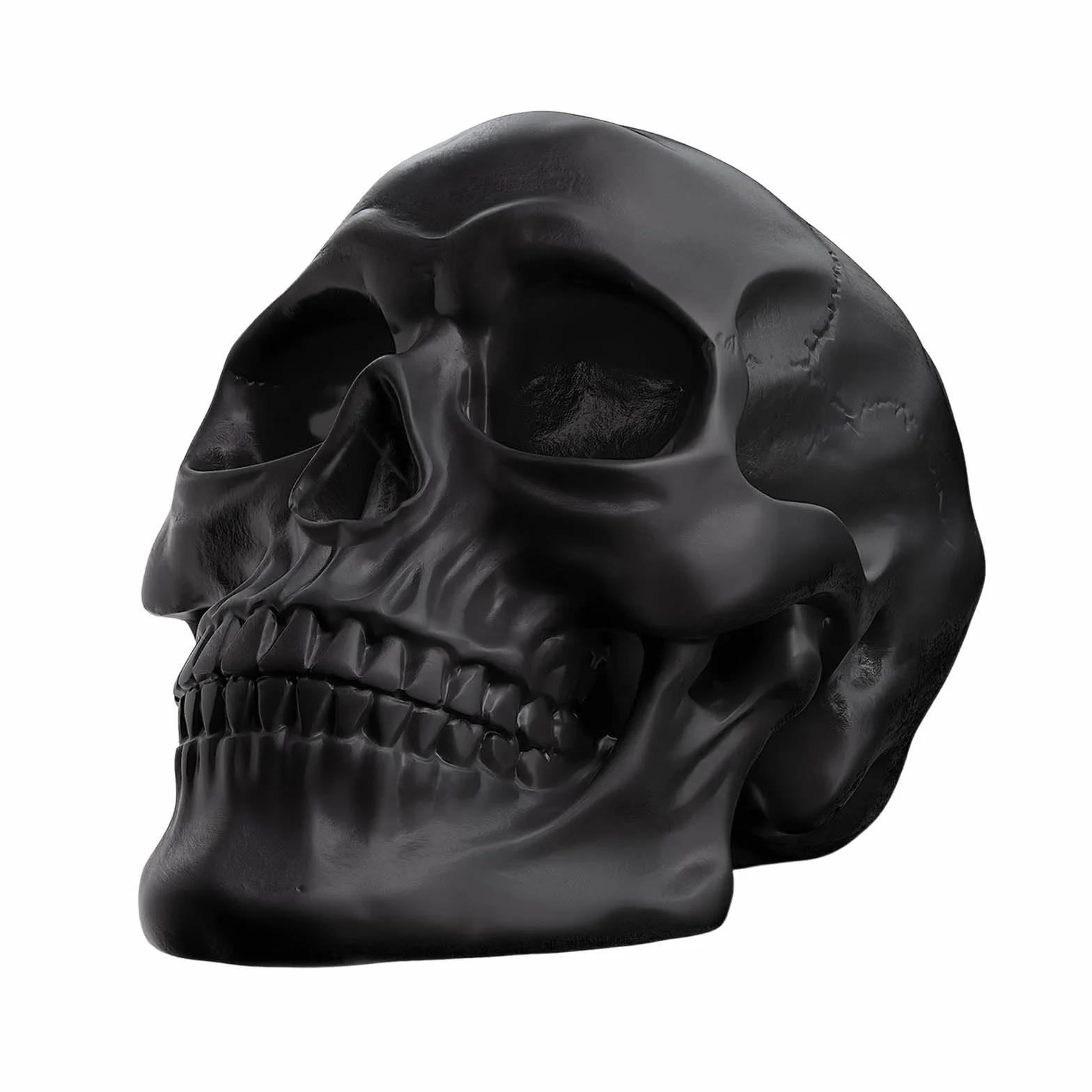 Crâne d'Halloween Statue en Résine Décoration Intérieur Rétro Noir