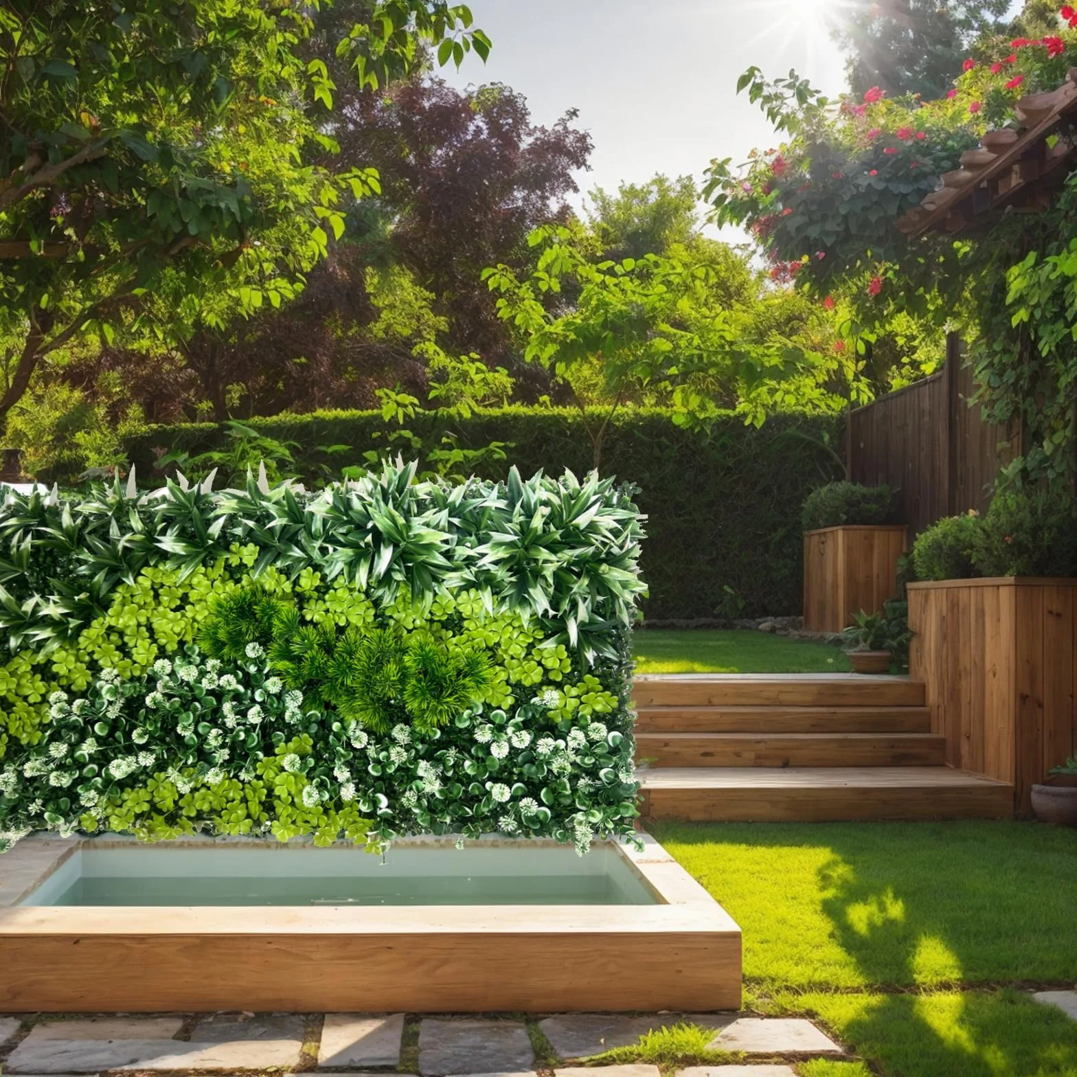 Panneau Mural Végétal Artificiel 50 cm x 100 cm Décoration Murale pour Intérieur Extérieur Maison Jardin