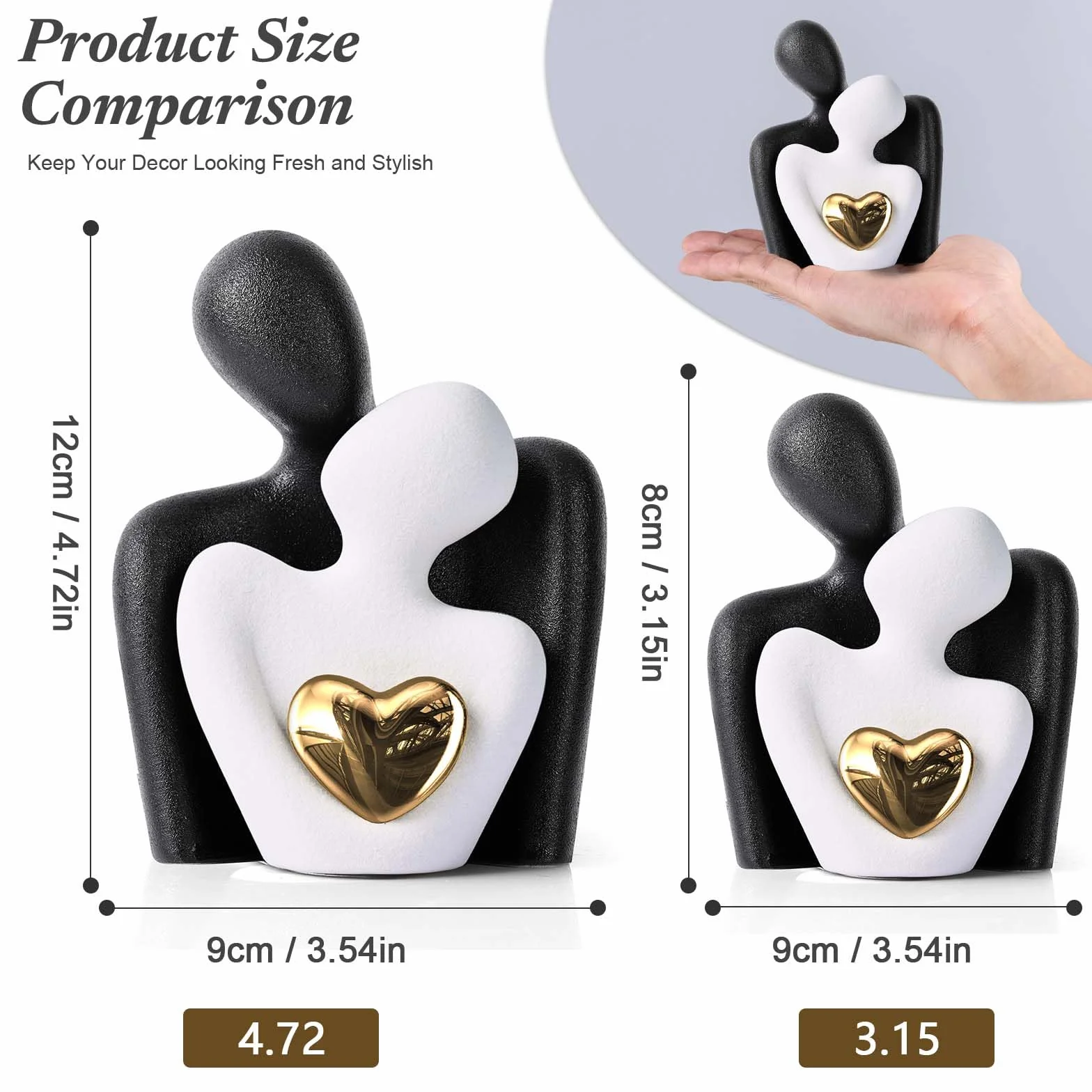 Statuette Couple en Porcelaine, Figurine Cadeau Mariage, Décoration Intérieur Romantique