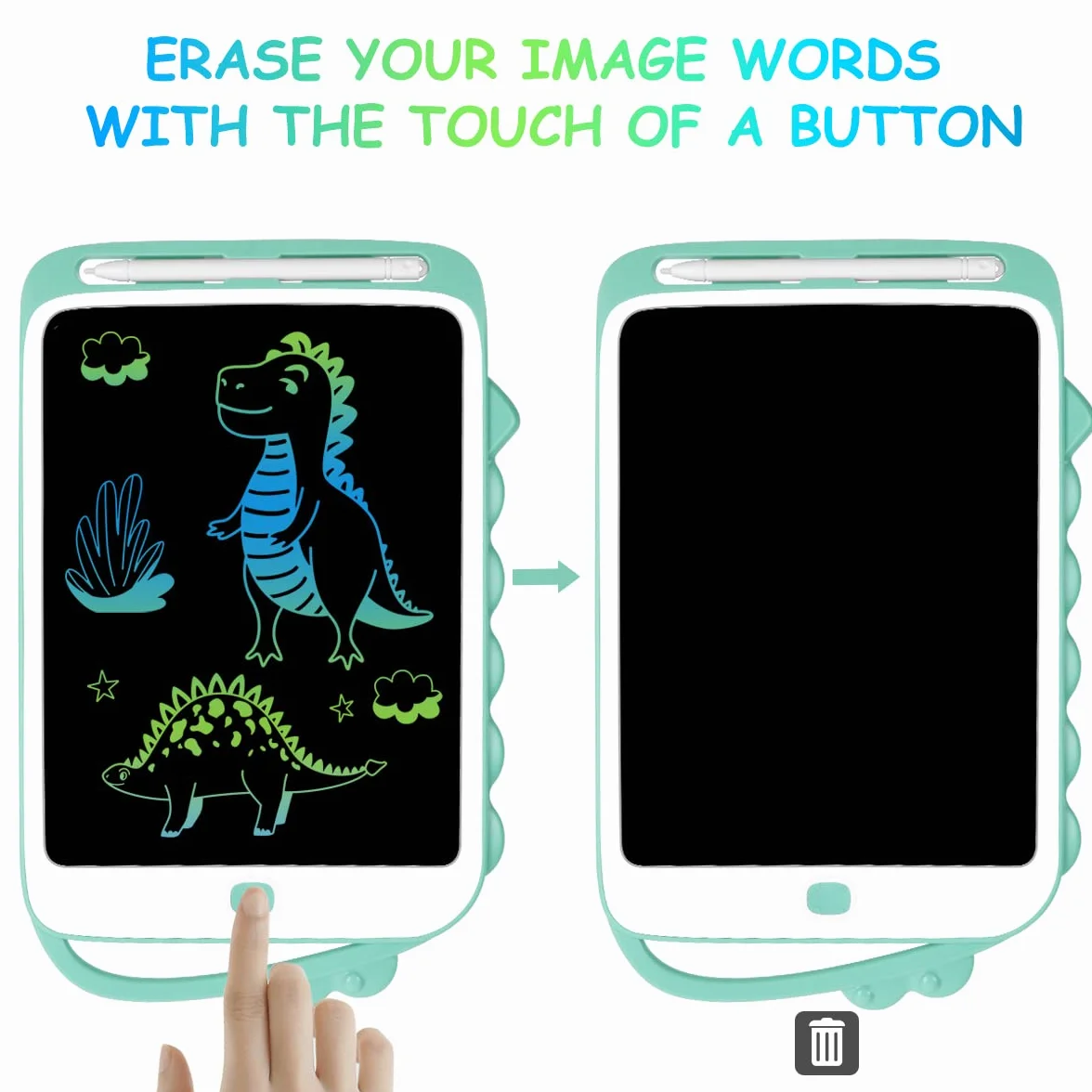 Vicloon Tablette d'écriture LCD 10 Pouces avec Stylo Ardoise Magique Portable pour Enfants et Adultes (Vert)