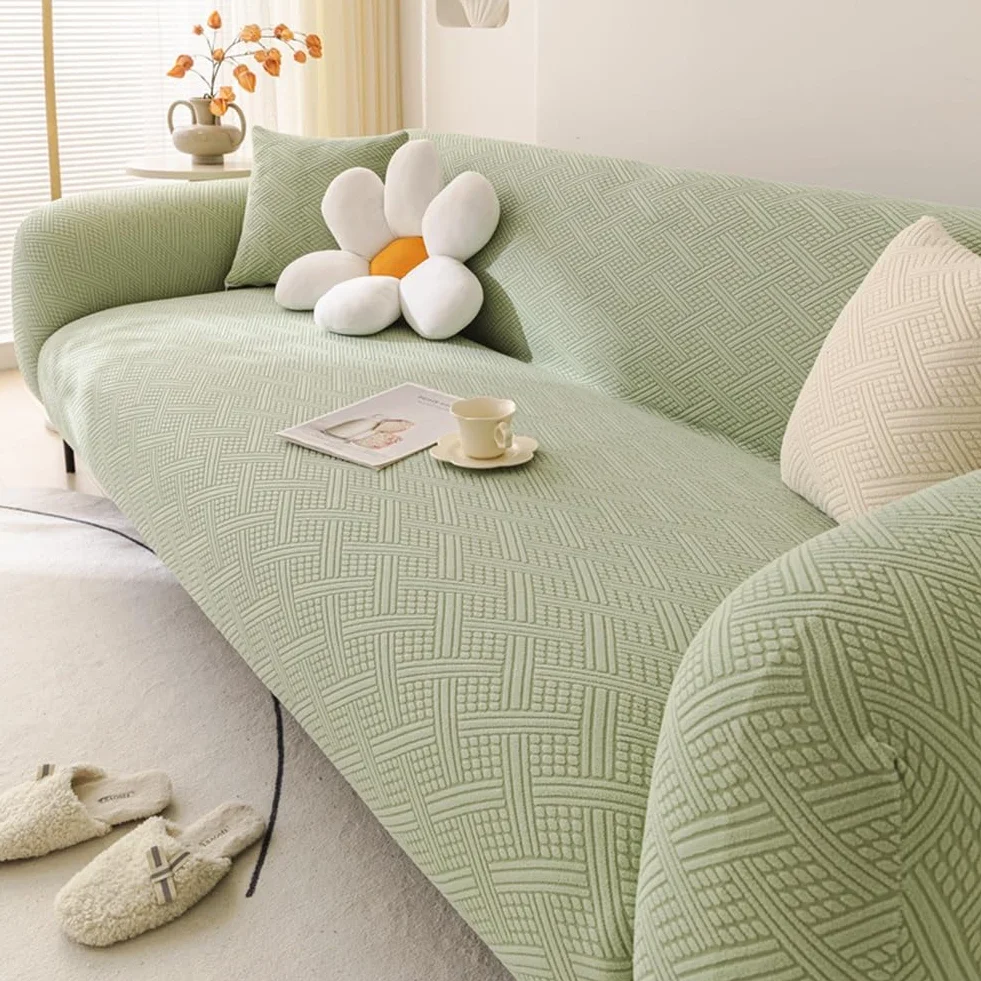 Housse Canapé Extensible pour 1 2 3 4 5 Places, Housse de Canapé avec Accoudoirs, Super élastique Housse Canape pour Chiens Protecteur de Meuble Antidérapant(Green,2 Seater)