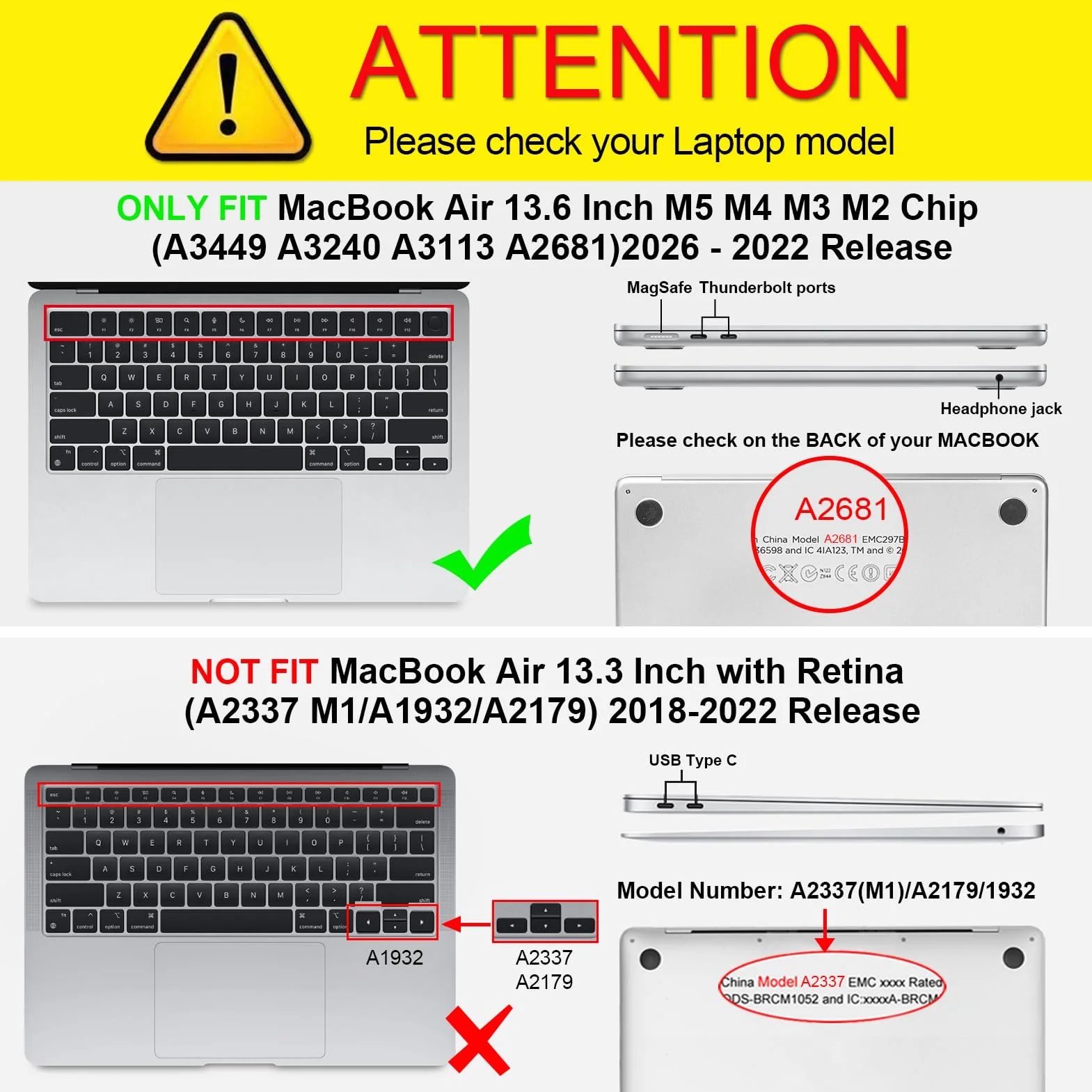 FINTIE Coque MacBook Air 13.6 Pouces M5 M4 M3 M2 A3449 A3240 A3113 A2681 Transparent