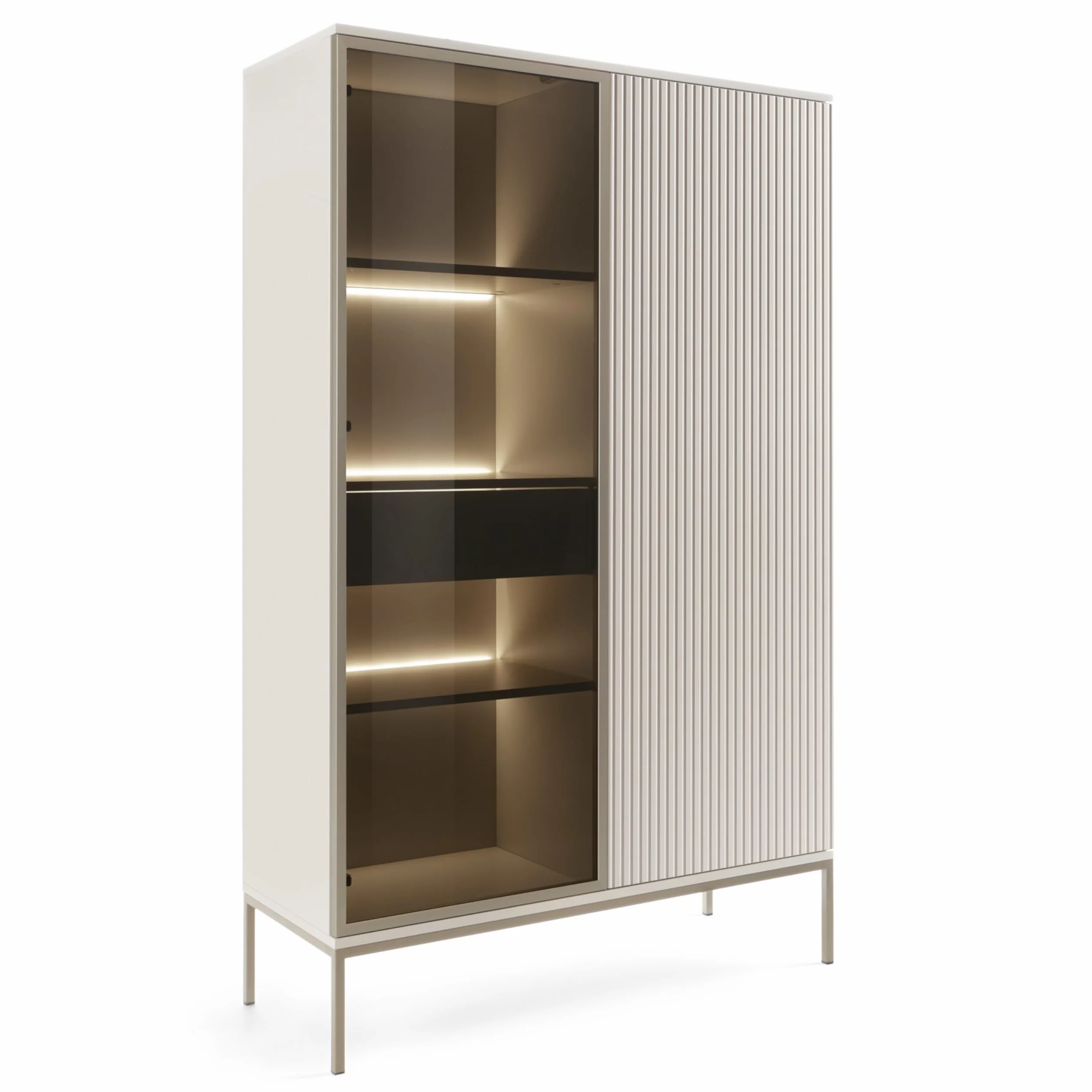 Komodee Laval WTSZ104 – vitrine avec éclairage LED, Cachemire, Largeur 104 cm, Hauteur 166 cm, Profondeur 39 cm