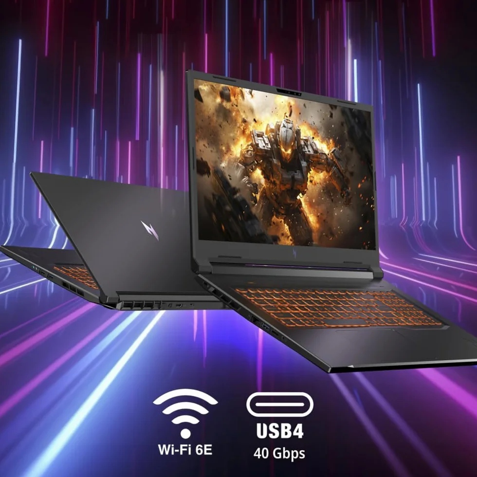 acer Nitro V 17 AI ANV17-61, Laptop Gaming 17.3", Full HD IPS (AMD Ryzen AI 9 365, 32 GB RAM, 1024 GB SSD, GeForce RTX 5070, Bez systemu operacyjnego), Czarny, Klawiatura QWERTY Hiszpański