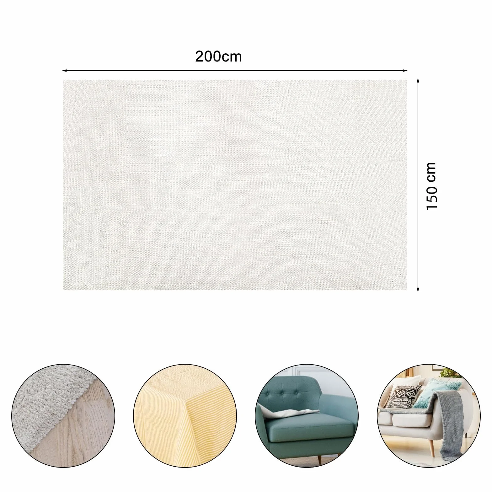 Tapis Anti-Dérapant 150 x 200 cm, Sous-Tapis Antidérapant pour Parquet