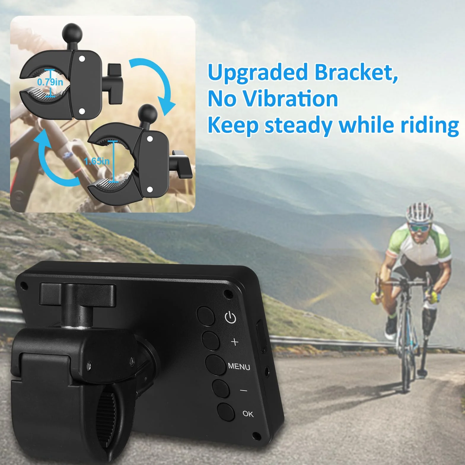 Shkalacar Tylna kamera rowerowa, lusterko do kierownicy rowerowej 1080P kamera cofania z monitorem 4,3 cala, 8 diod LED noktowizor rowerowy