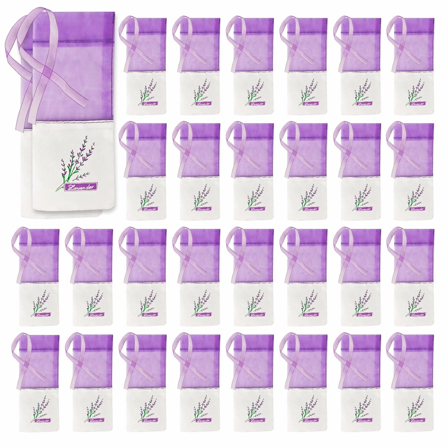 BigKego Lot 30 sachets lavande vides à remplir violet armoire ruban épices herbes